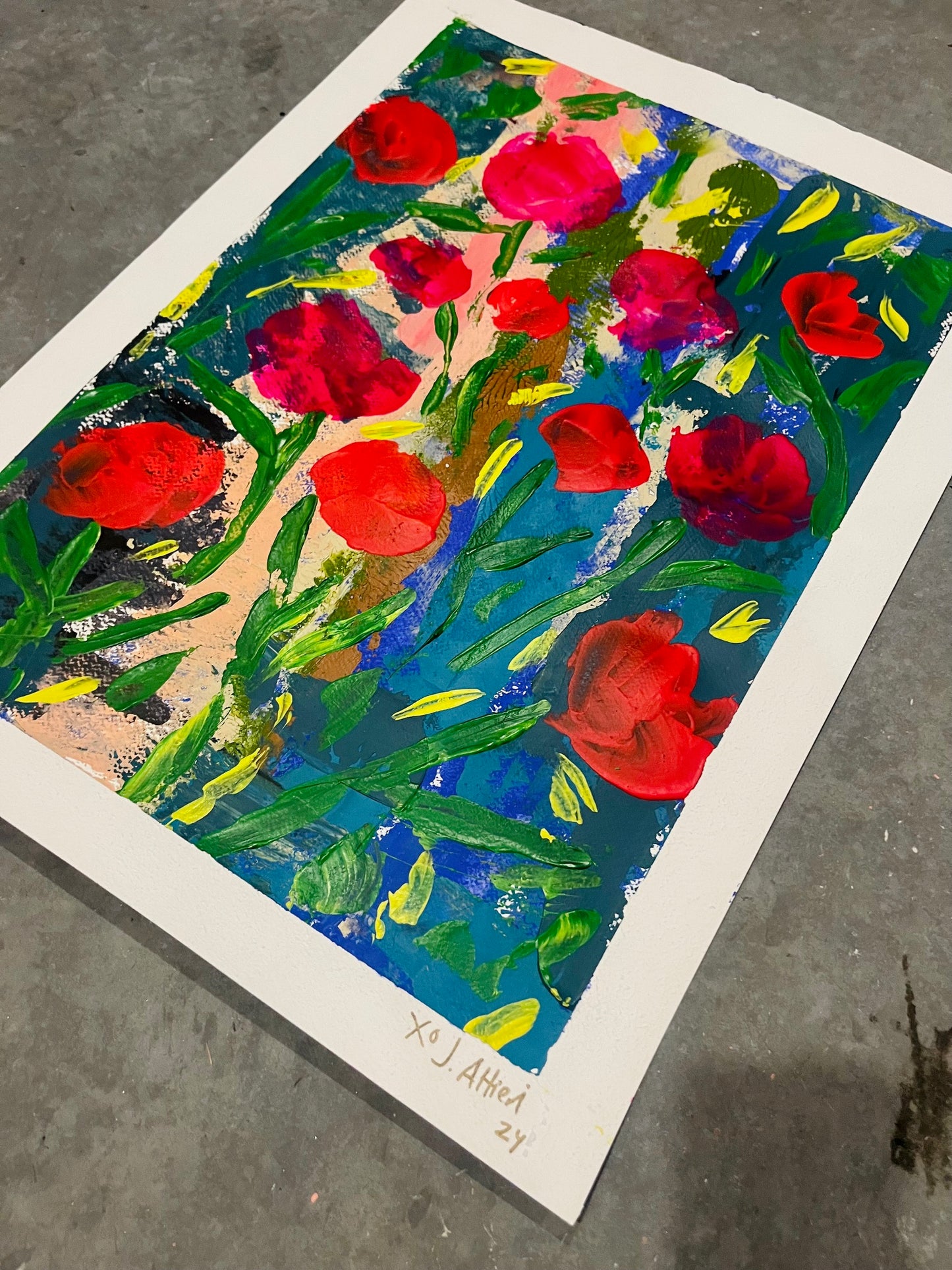 "Jump For Joy" Original Painting  Acrylic on Heavy Watercolor Paper