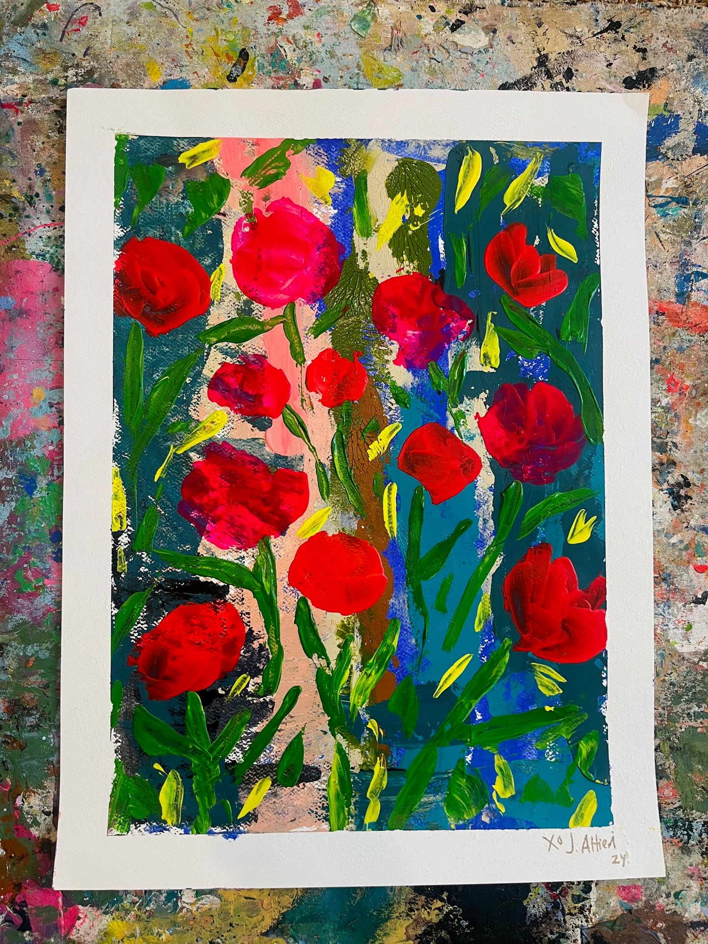 "Jump For Joy" Original Painting  Acrylic on Heavy Watercolor Paper