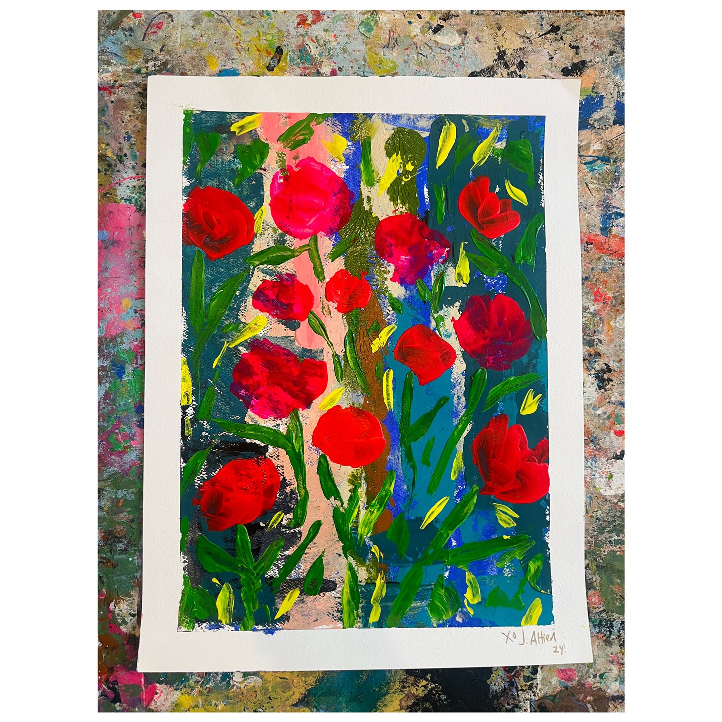 "Jump For Joy" Original Painting  Acrylic on Heavy Watercolor Paper