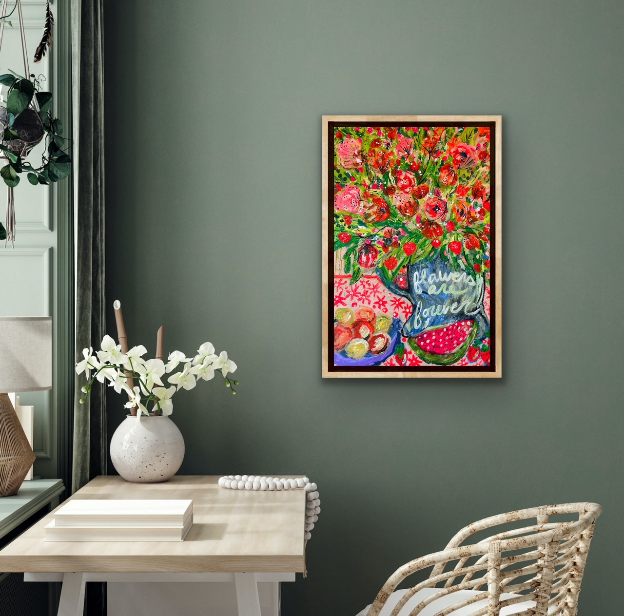 "Fruit + Flowers" Original Painting on Gallery Wrapped Canvas