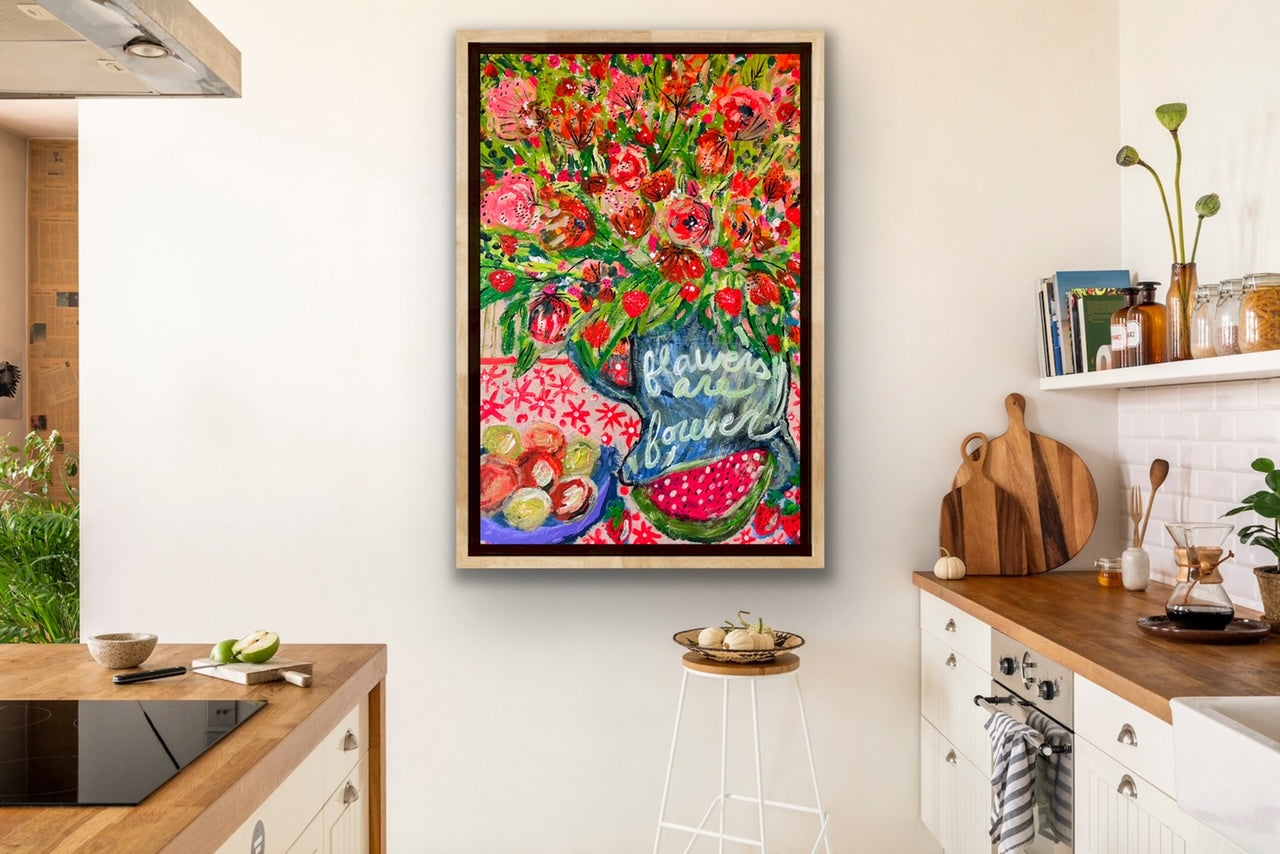 "Fruit + Flowers" Original Painting on Gallery Wrapped Canvas