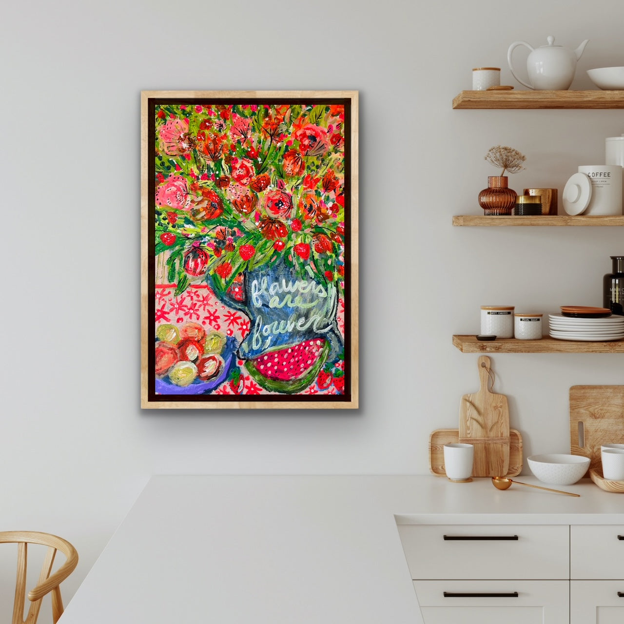 "Fruit + Flowers" Original Painting on Gallery Wrapped Canvas