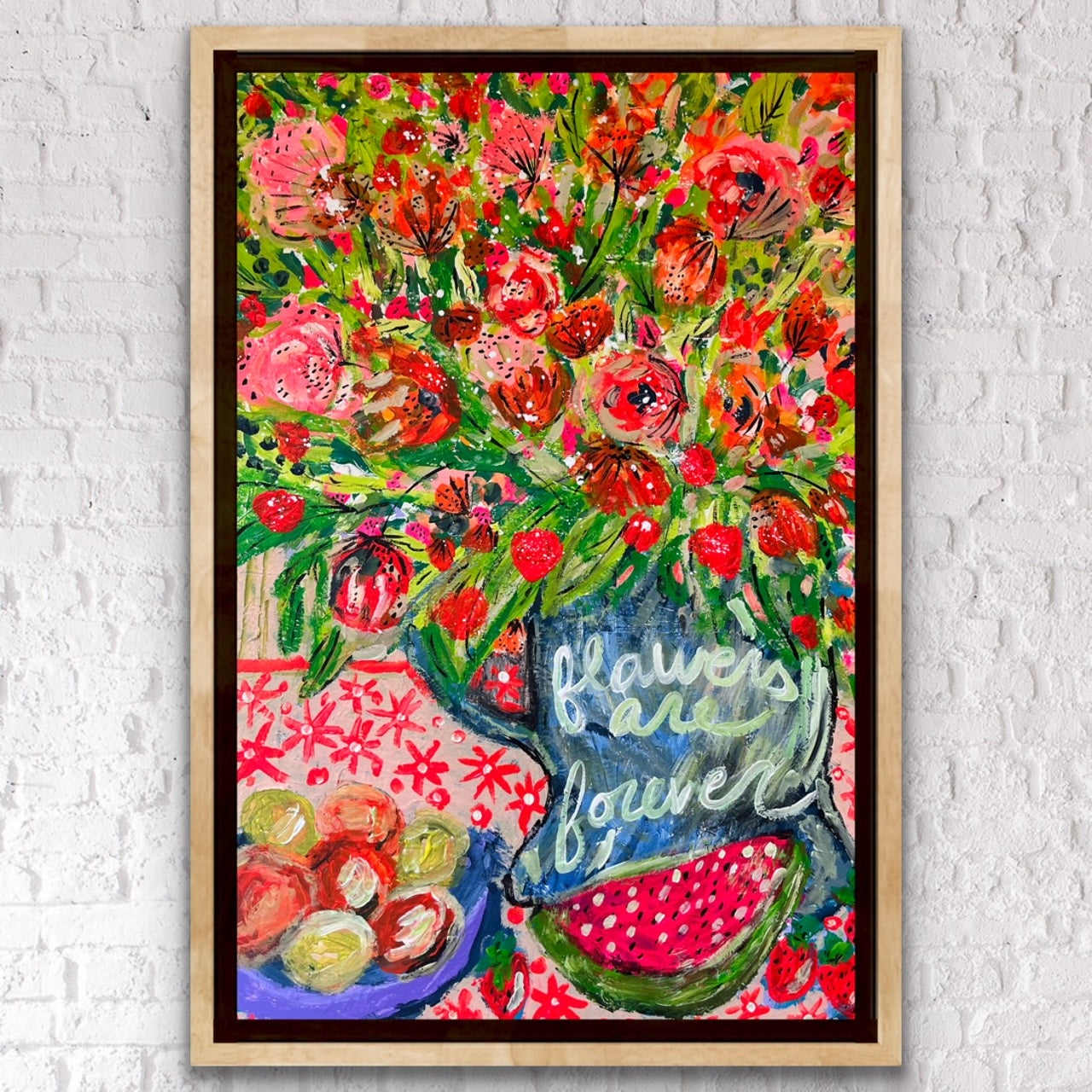 "Fruit + Flowers" Original Painting on Gallery Wrapped Canvas