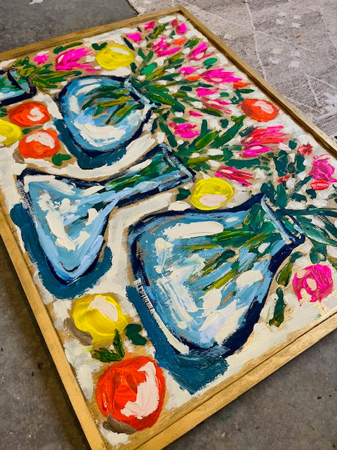 "In Loveness With Life" Original Painting on wood frame.
