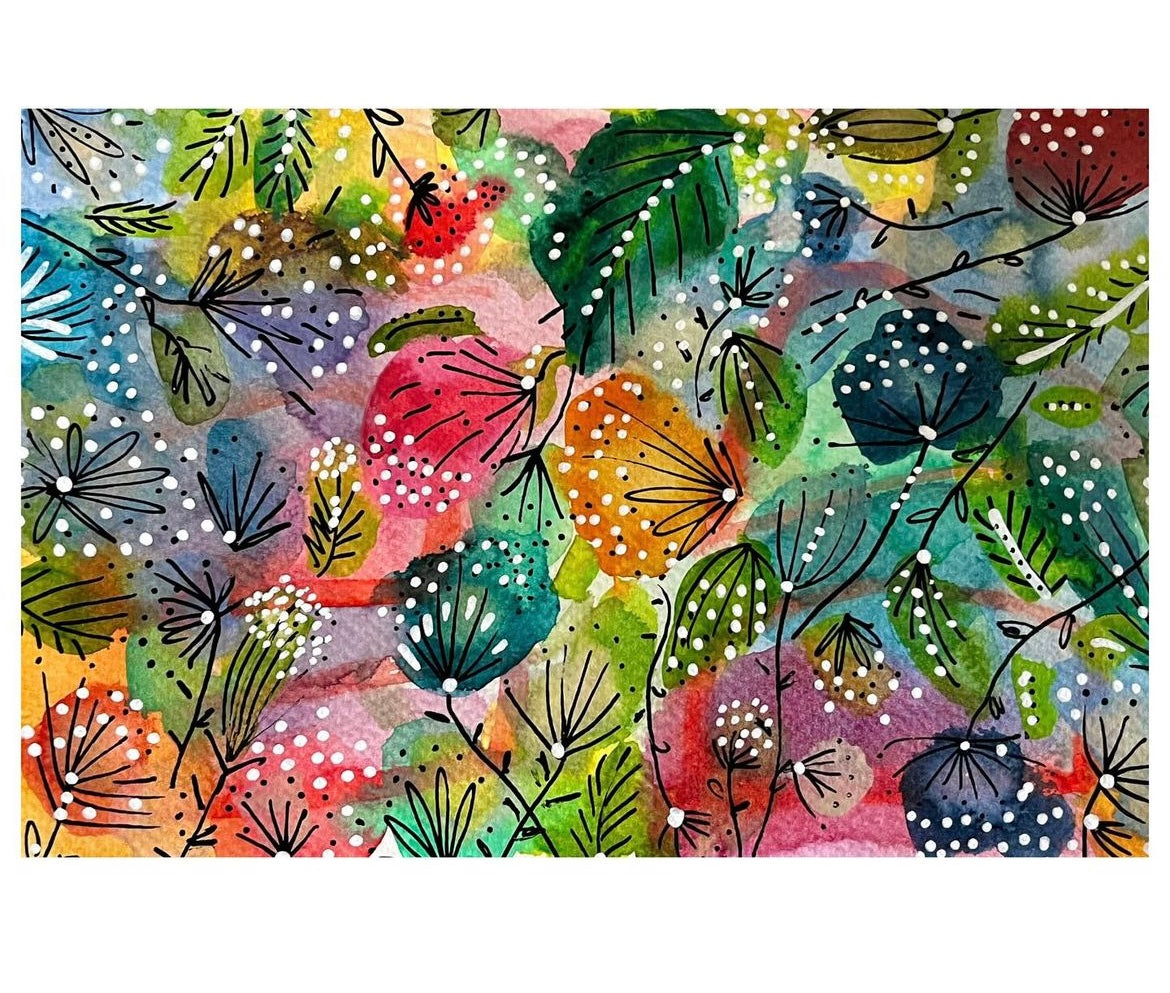 "Garden Party" Watercolor original on Paper