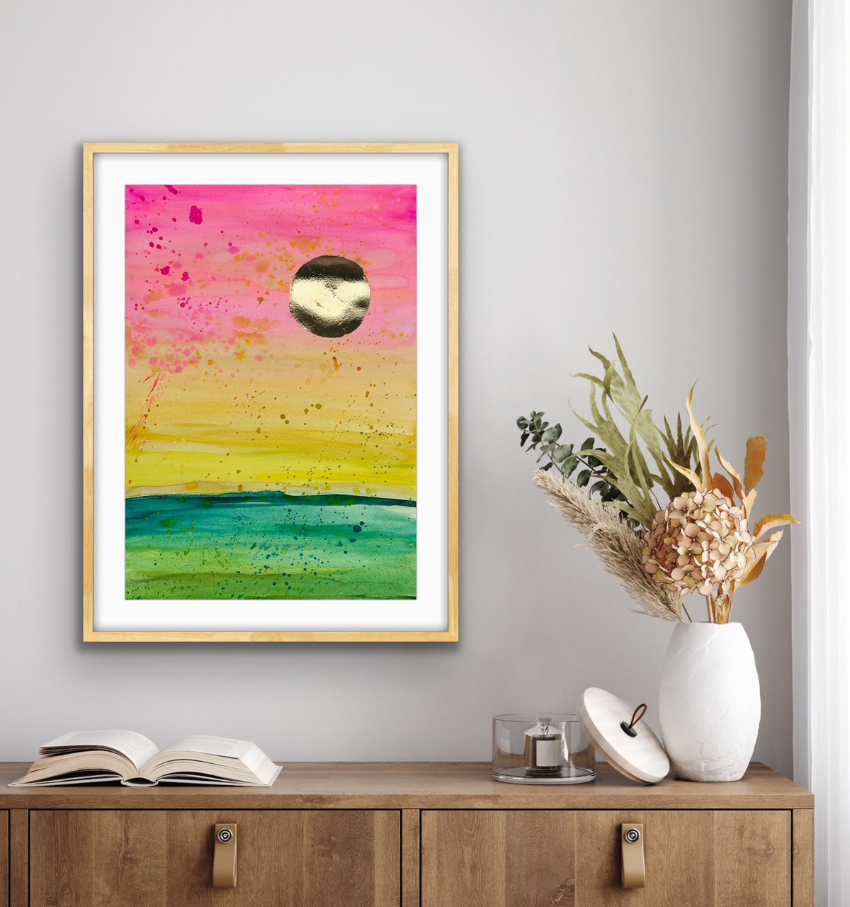 "My Happy Place" Watercolor + Gold leaf on paper