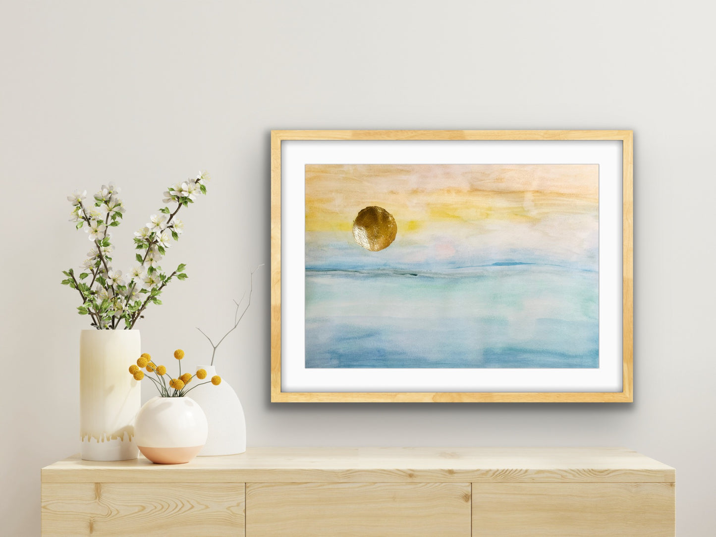 "Enjoy Your Space" Watercolor + Gold leaf on Paper