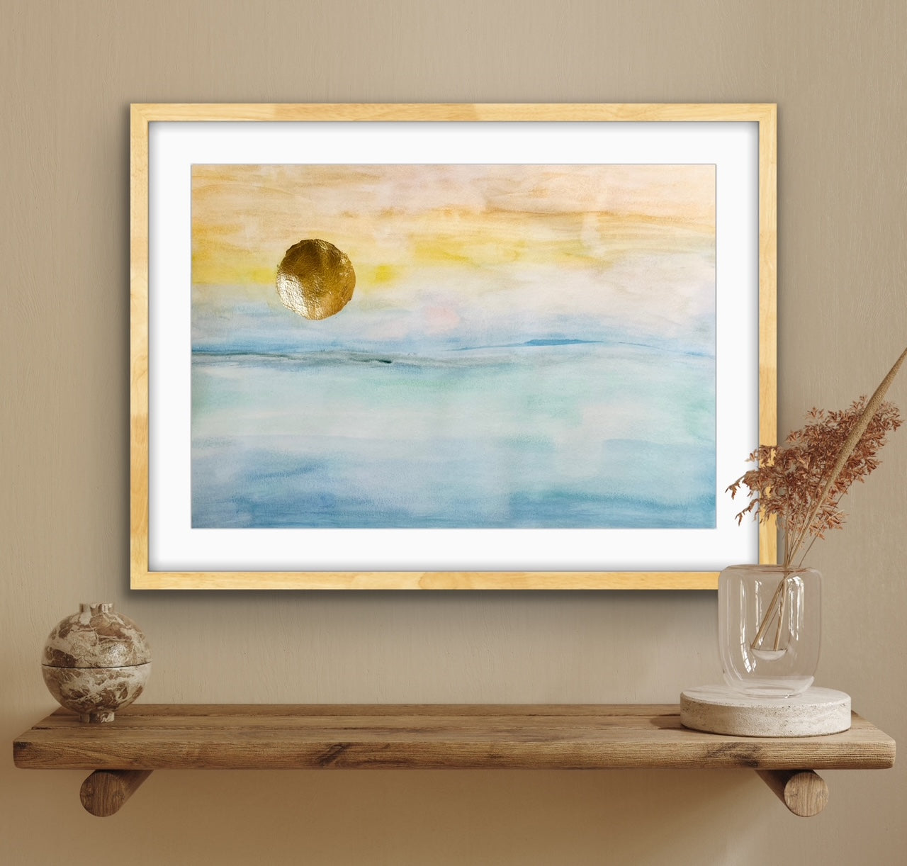 "Enjoy Your Space" Watercolor + Gold leaf on Paper