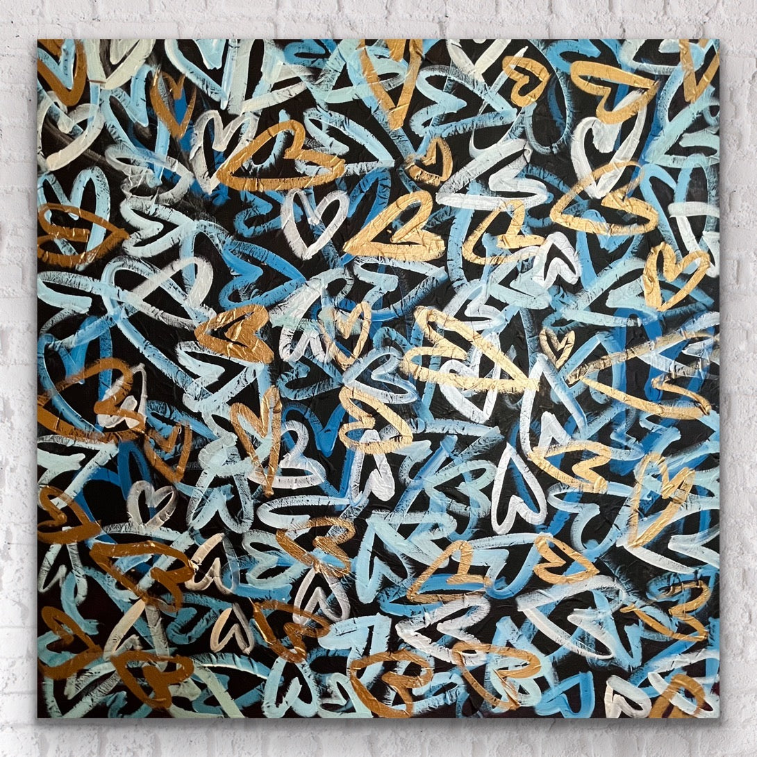 "LOVEHAPPY" Custom Floating Frame Original Artwork on Canvas