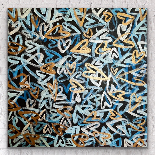 "LOVEHAPPY" Custom Floating Frame Original Artwork on Canvas