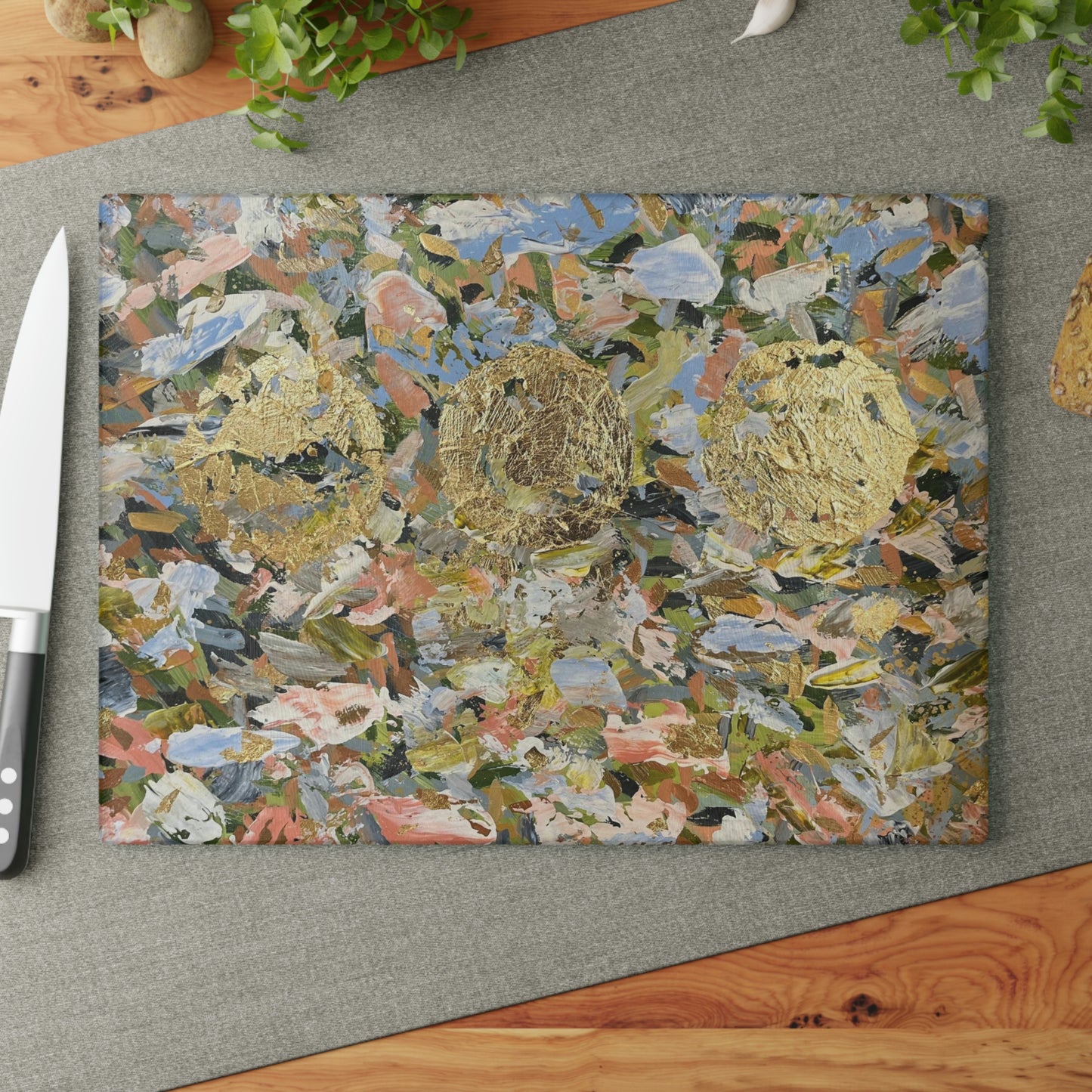 LITTLE MOONS ORIGINAL PAINTING Glass Cutting Board