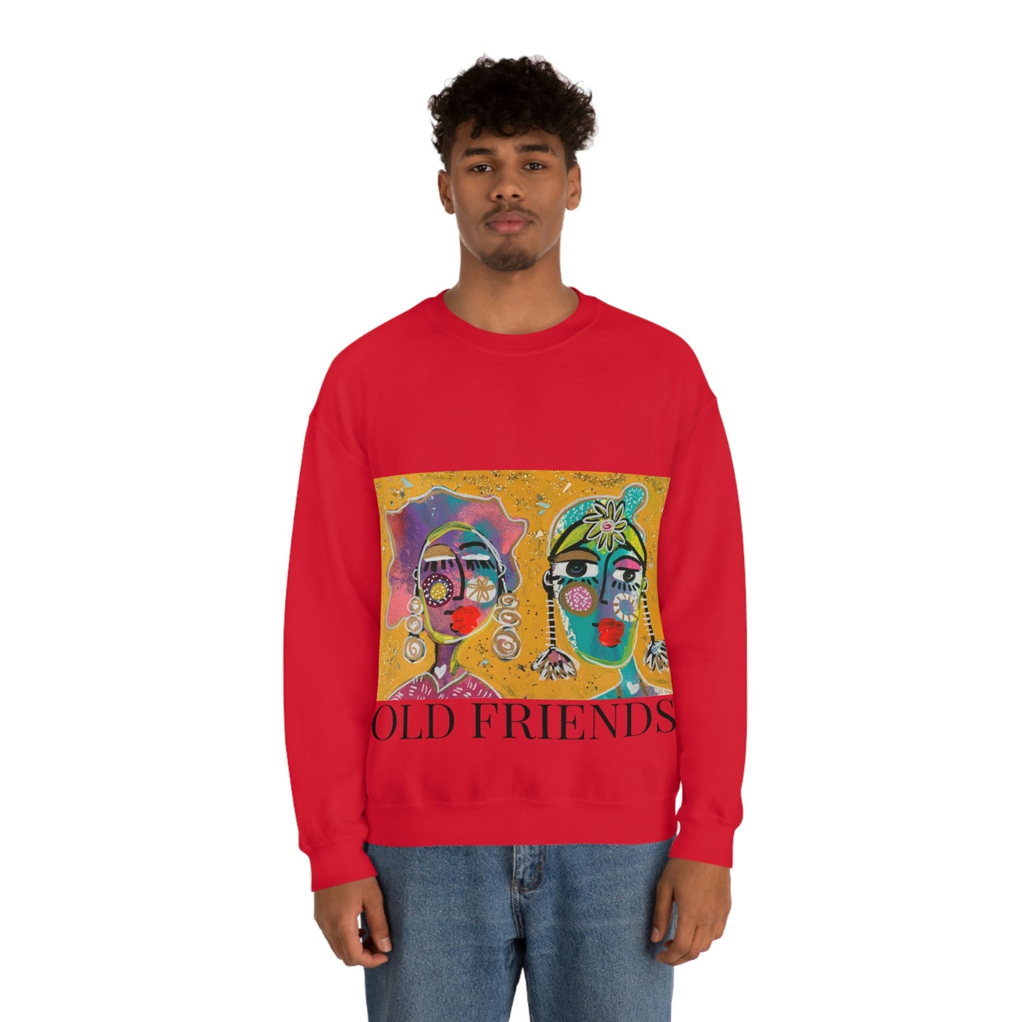 "OLD FRIENDS" Girl Talk Art Series Unisex Heavy Blend Crewneck Sweatshirt