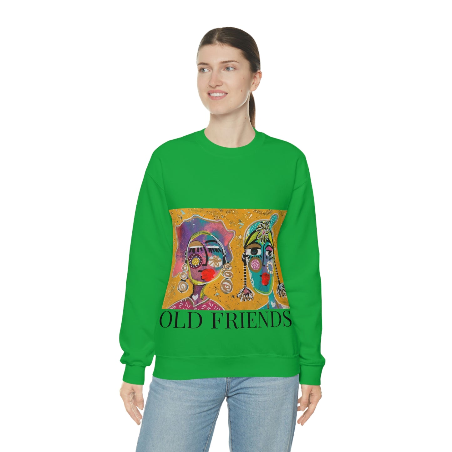 "OLD FRIENDS" Girl Talk Art Series Unisex Heavy Blend Crewneck Sweatshirt