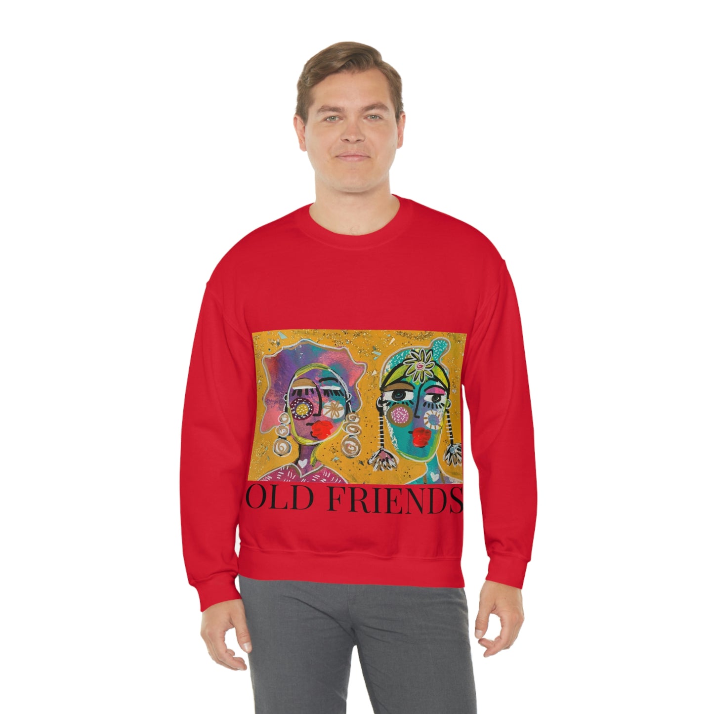 "OLD FRIENDS" Girl Talk Art Series Unisex Heavy Blend Crewneck Sweatshirt