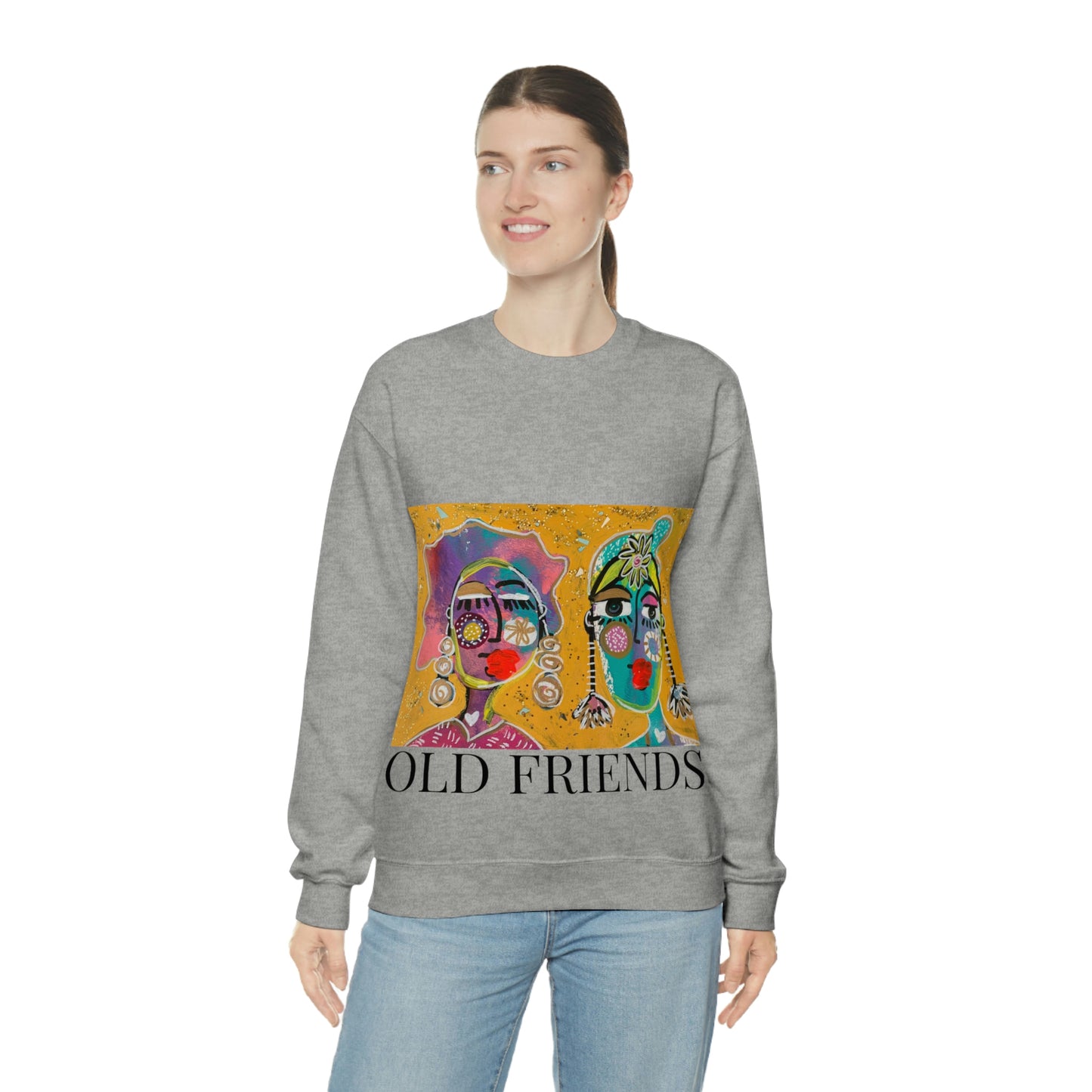 "OLD FRIENDS" Girl Talk Art Series Unisex Heavy Blend Crewneck Sweatshirt