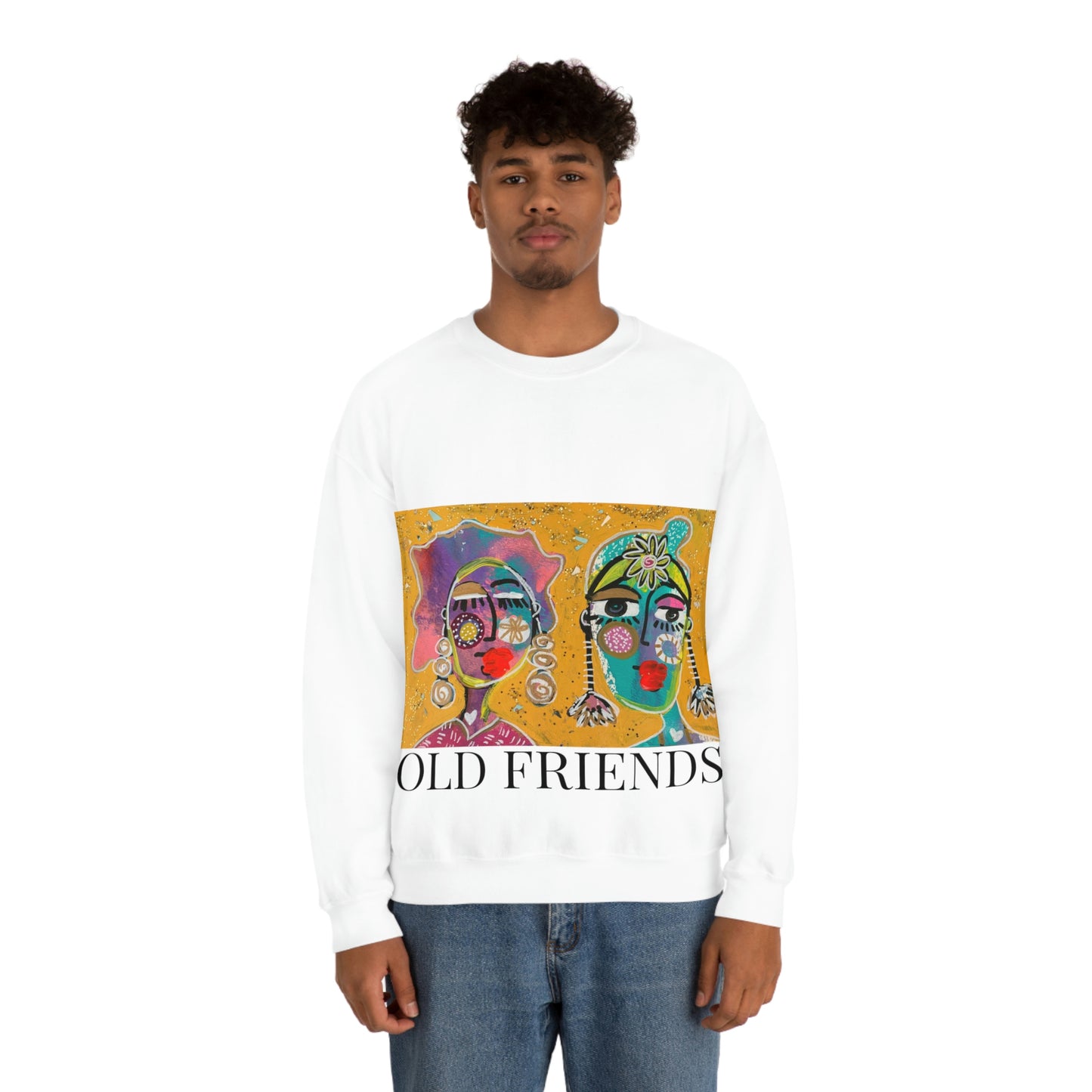 "OLD FRIENDS" Girl Talk Art Series Unisex Heavy Blend Crewneck Sweatshirt