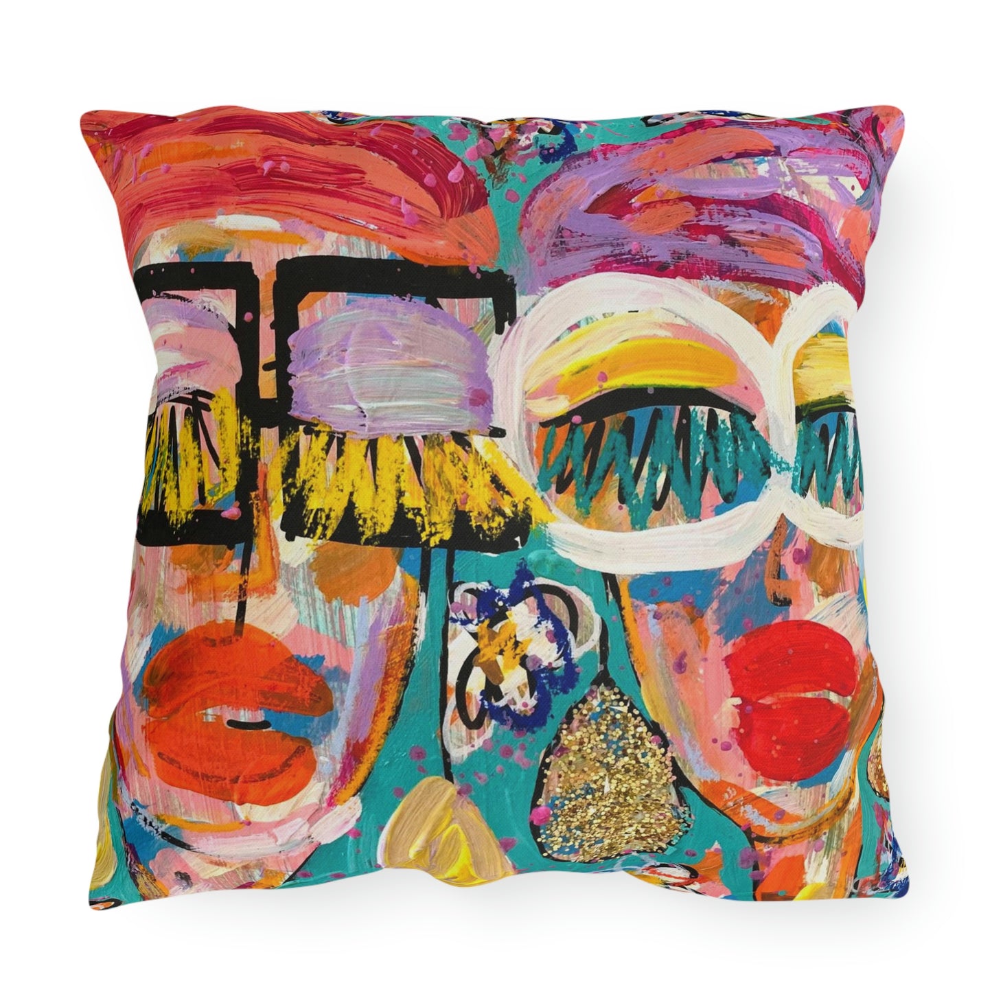 "May Flowers" Original Girl Talk + Heart Art Outdoor Pillows