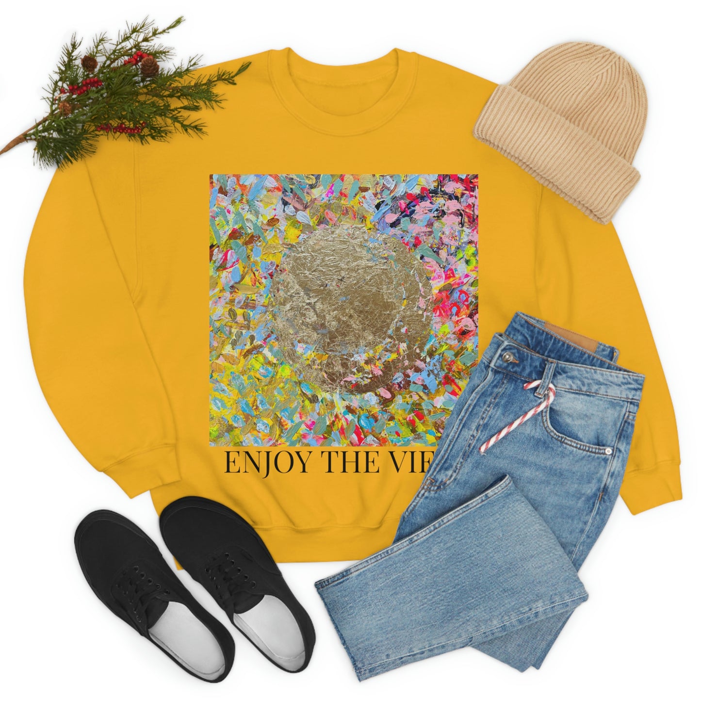 "ENJOY THE VIEW" Original Painting Unisex Heavy Blend Crewneck Sweatshirt