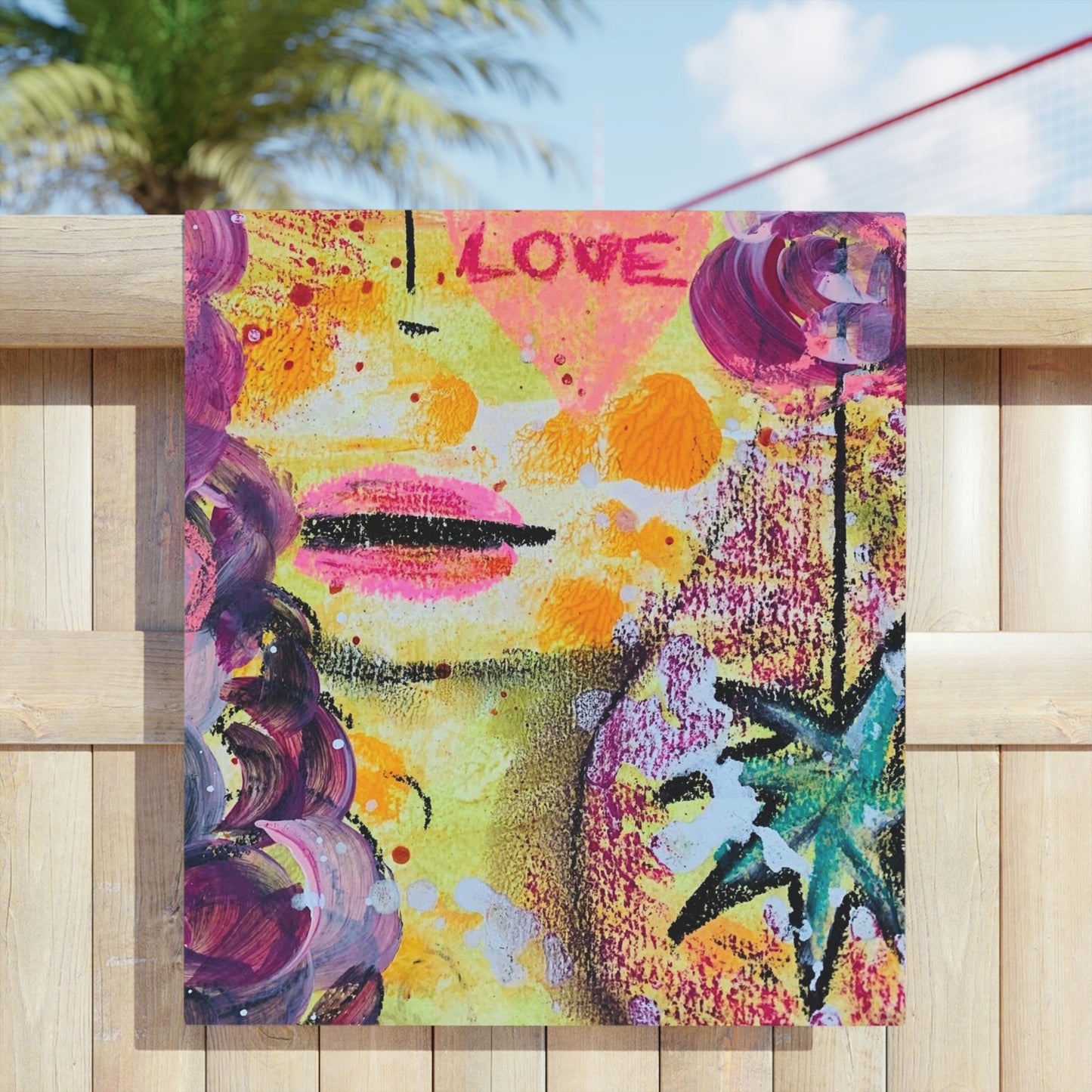 Love + Daydreaming Girl Talk Art Beach Towel