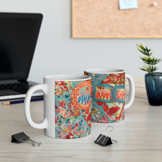 "Friends + Flowers" Girl Talk Art Series Ceramic Mug 11oz