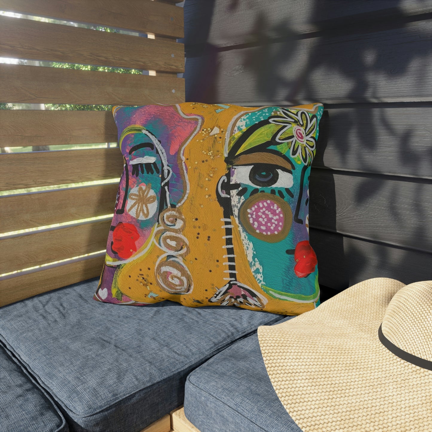 Girl Talk Art Outdoor Pillows