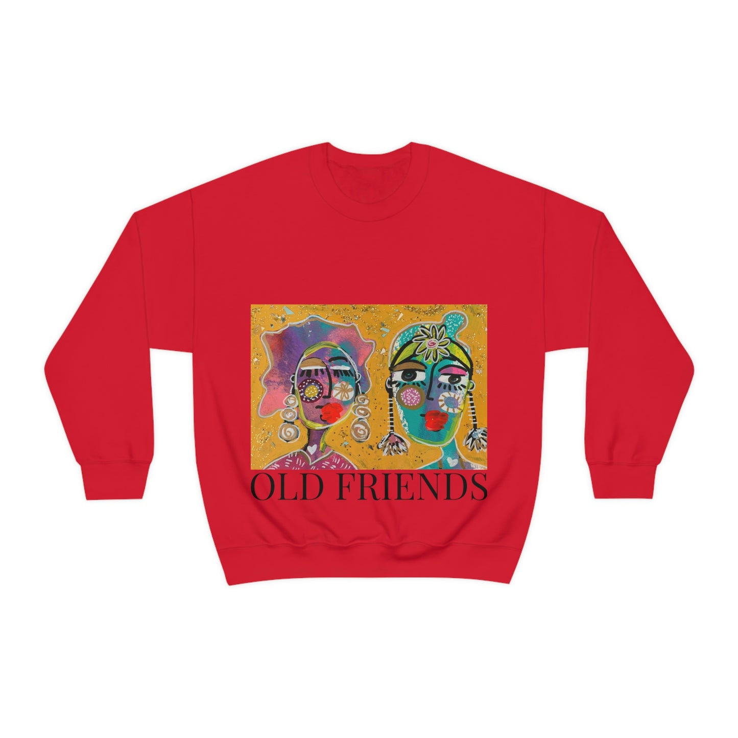 "OLD FRIENDS" Girl Talk Art Series Unisex Heavy Blend Crewneck Sweatshirt
