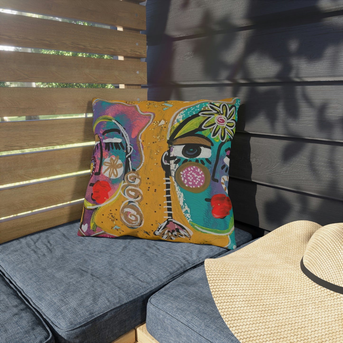 Girl Talk Art Outdoor Pillows