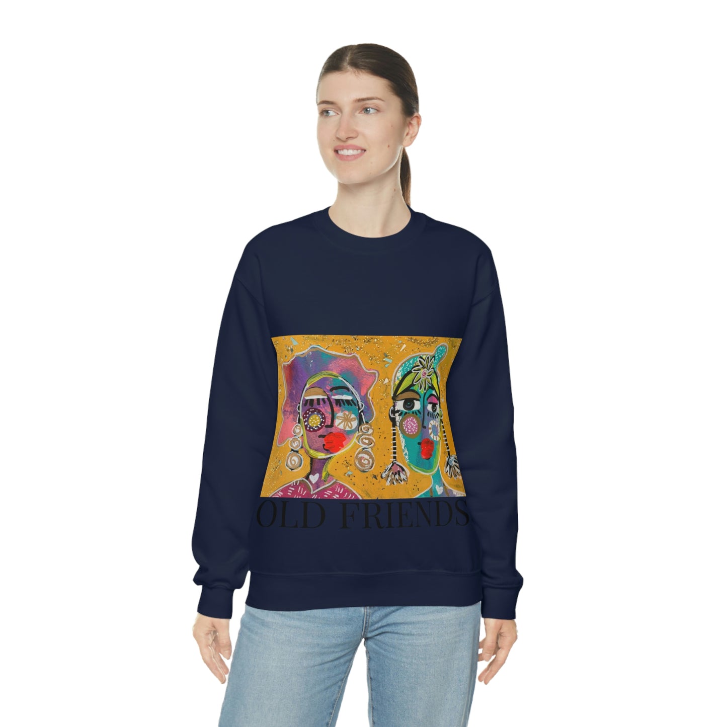 "OLD FRIENDS" Girl Talk Art Series Unisex Heavy Blend Crewneck Sweatshirt