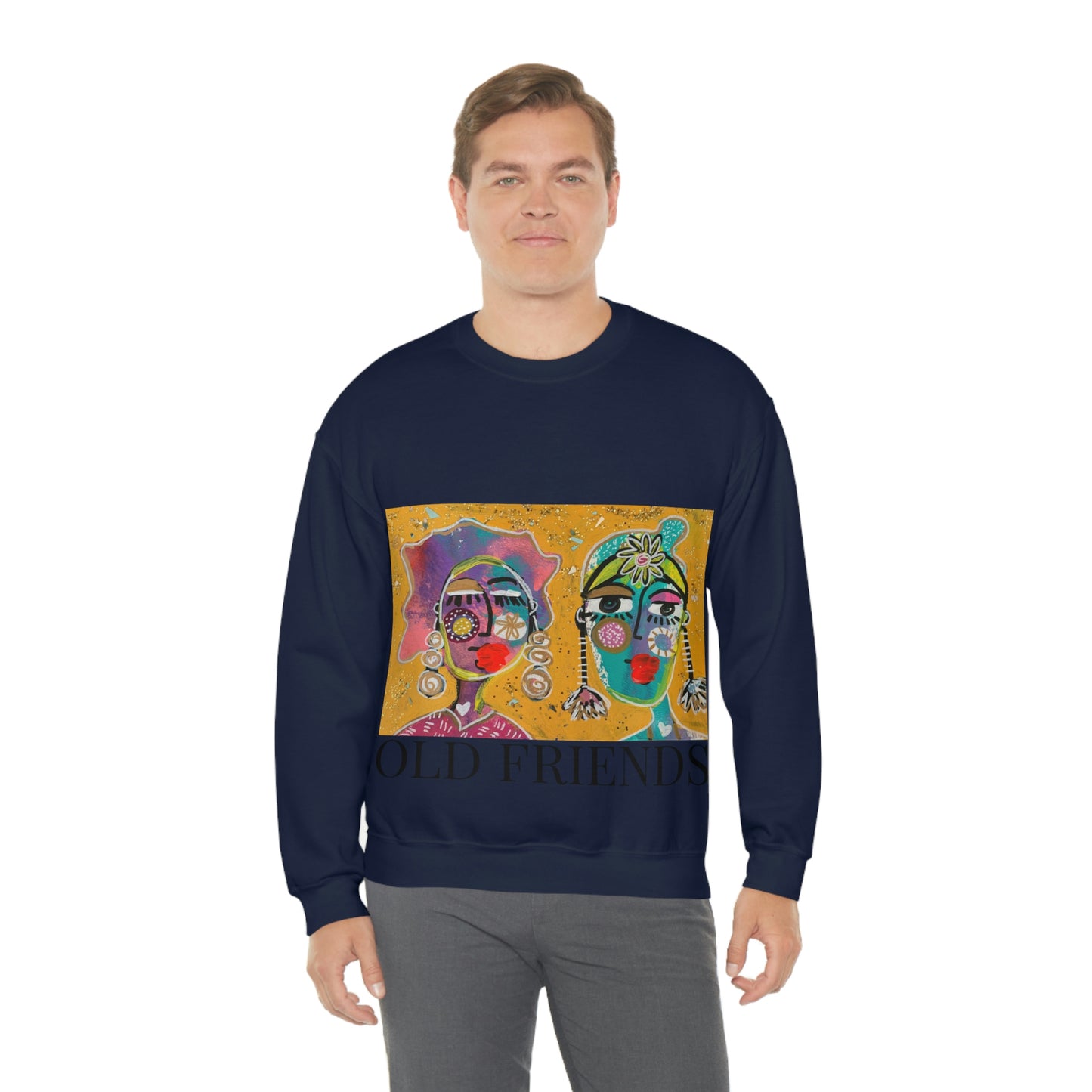 "OLD FRIENDS" Girl Talk Art Series Unisex Heavy Blend Crewneck Sweatshirt