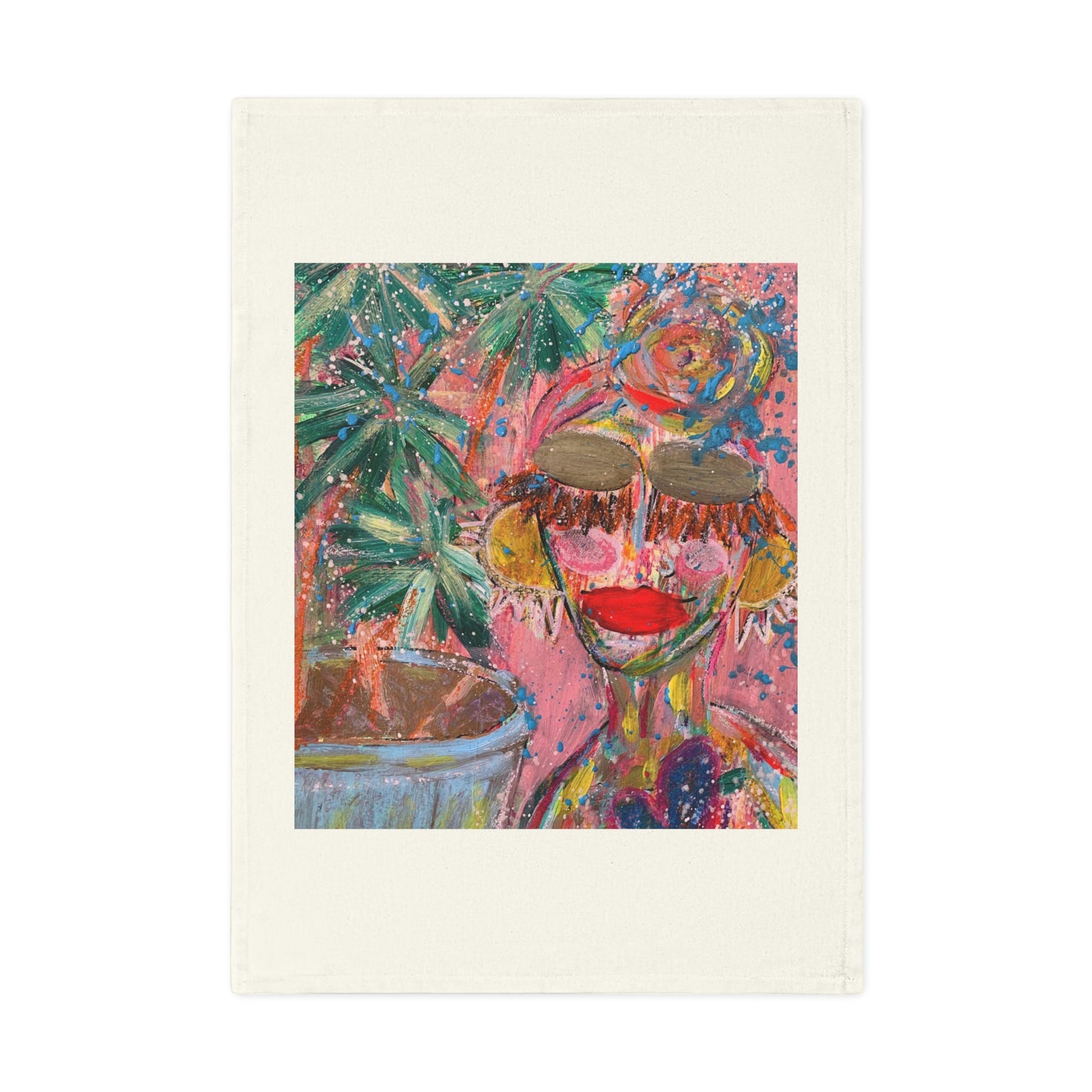 "Palm Tree Dreaming" Girl Talk Art Series Cotton Tea Towel