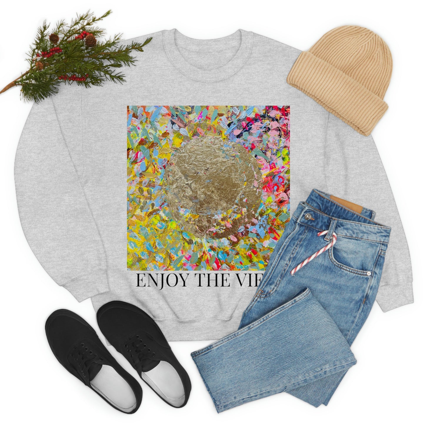 "ENJOY THE VIEW" Original Painting Unisex Heavy Blend Crewneck Sweatshirt