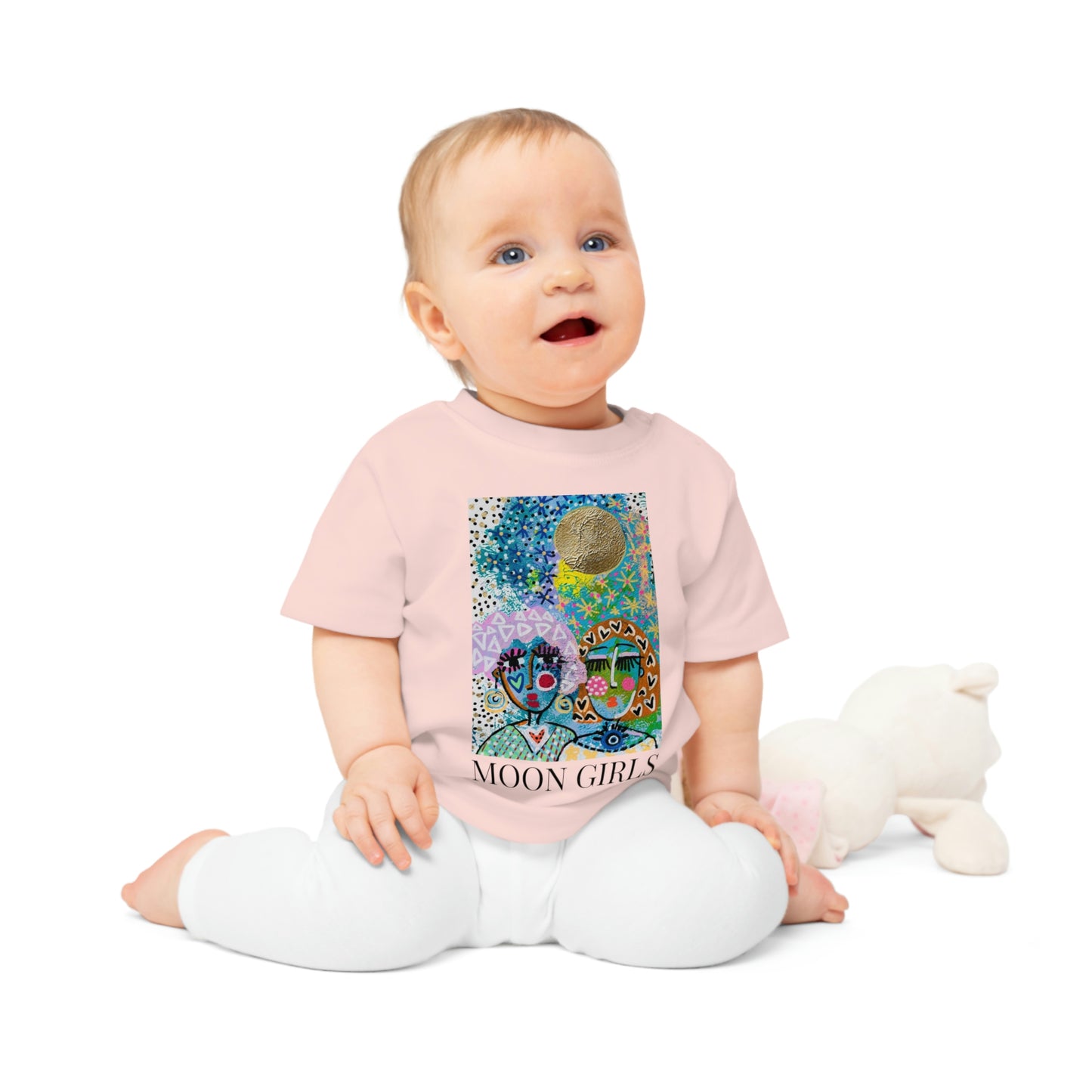 "MOON GIRLS" Girl Talk Art Baby T-Shirt
