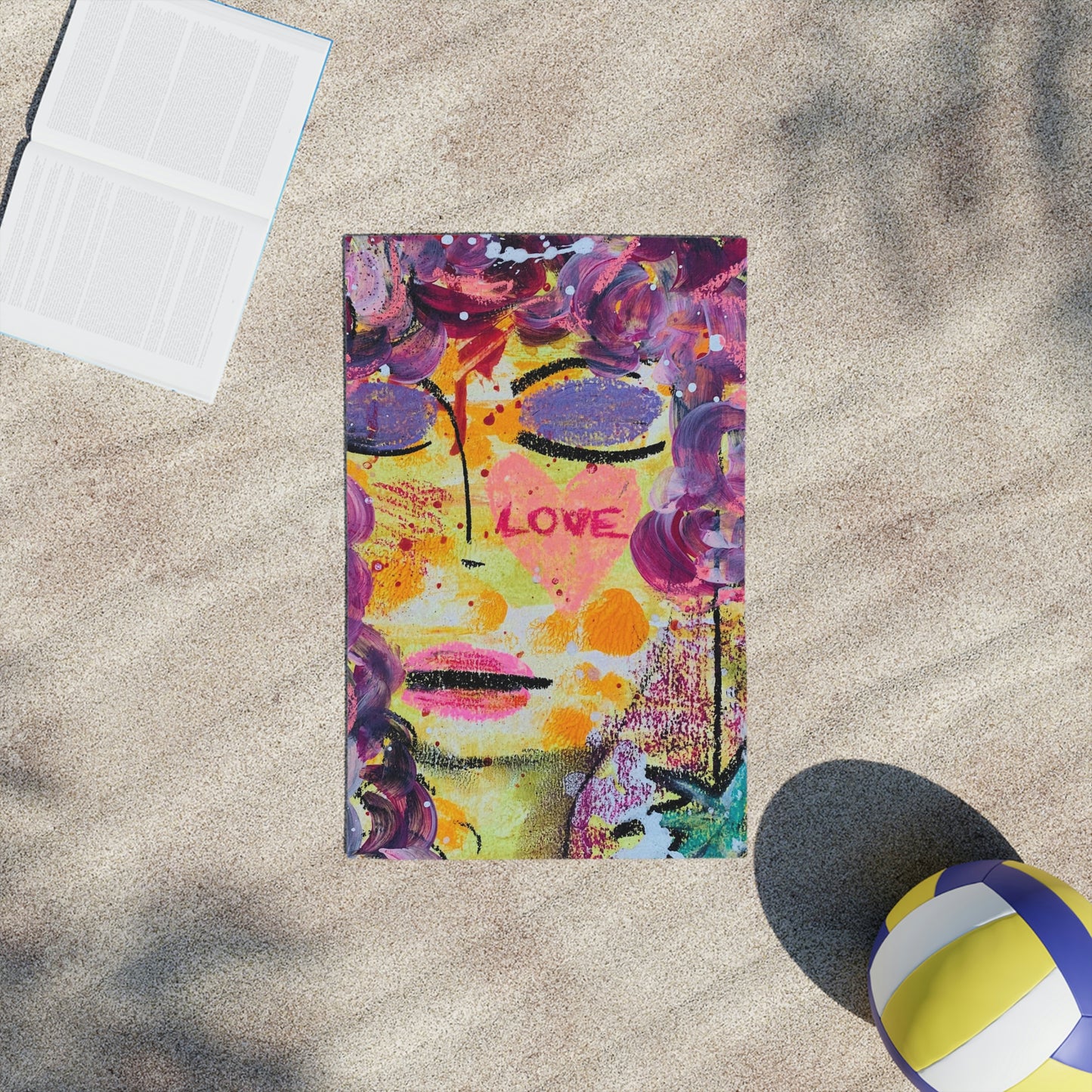 Love + Daydreaming Girl Talk Art Beach Towel