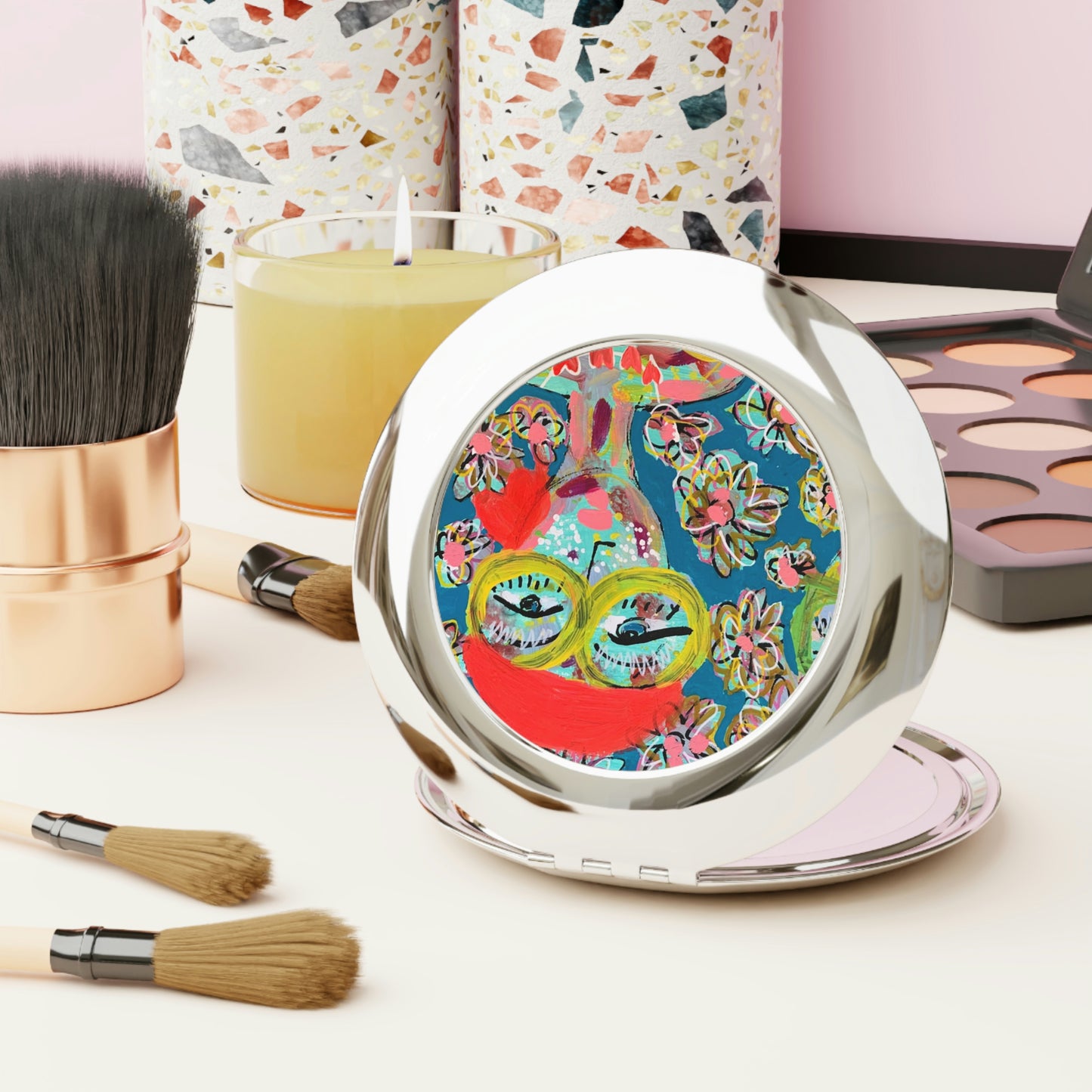 "Mirror Mirror" Girl Talk Art Series Compact Travel Mirror