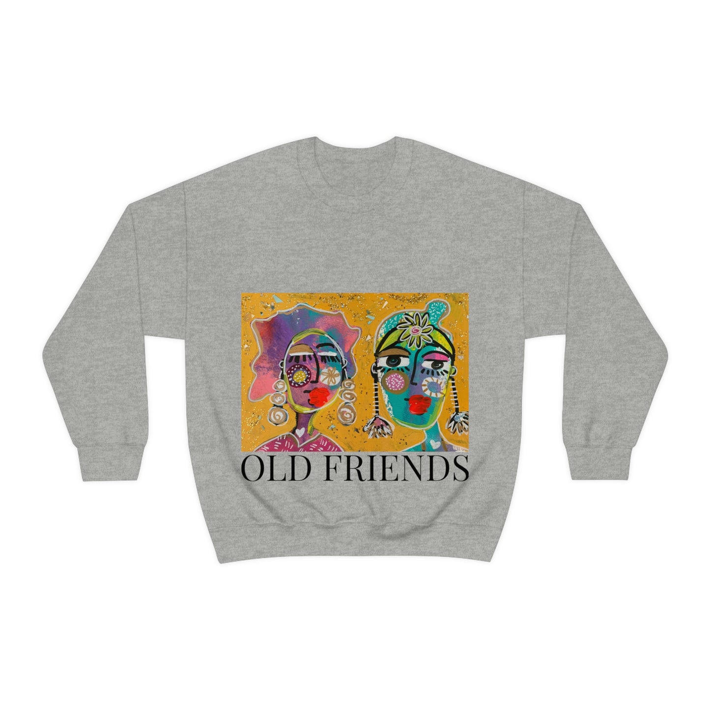 "OLD FRIENDS" Girl Talk Art Series Unisex Heavy Blend Crewneck Sweatshirt