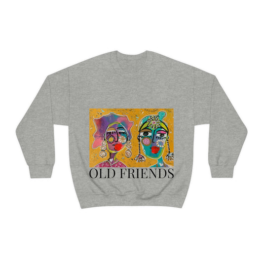 "OLD FRIENDS" Girl Talk Art Series Unisex Heavy Blend Crewneck Sweatshirt