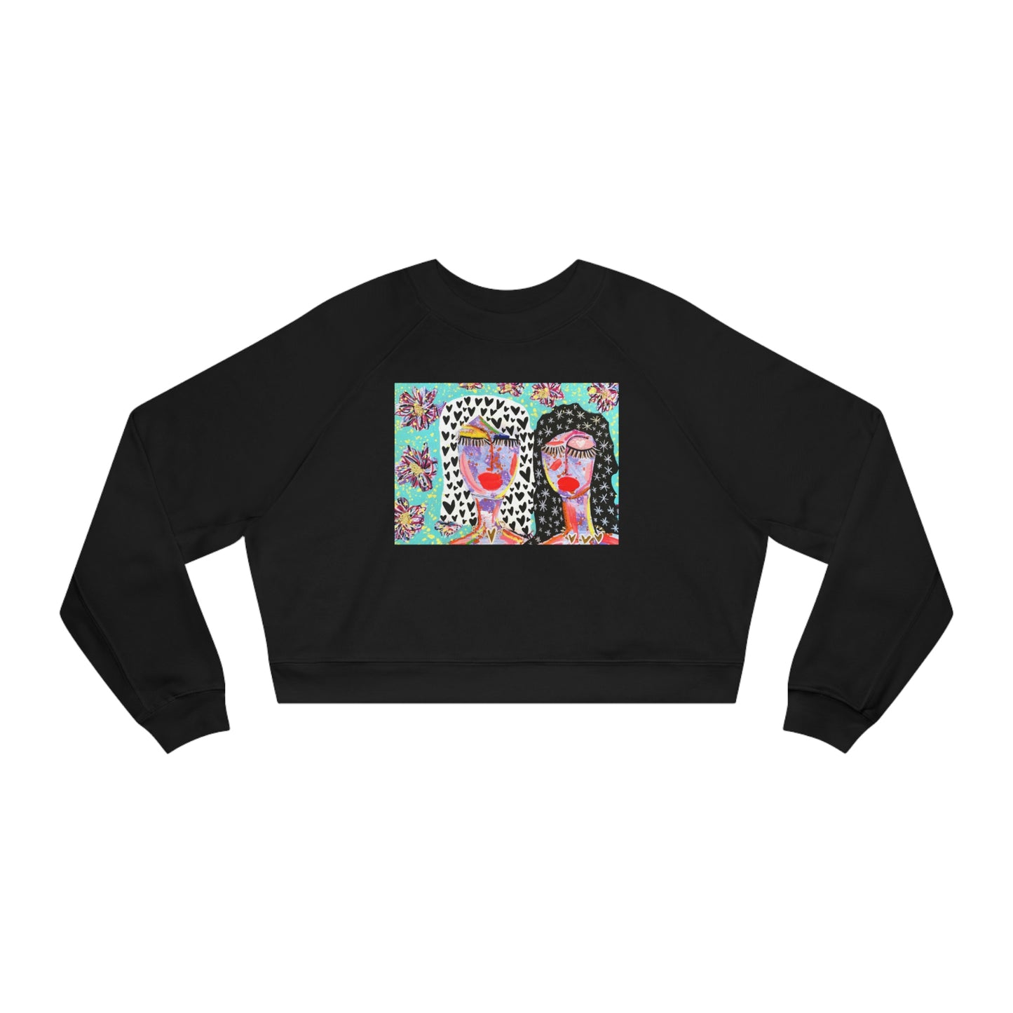"STARS LIKE US" girl talk art  Women's Cropped Fleece Pullover