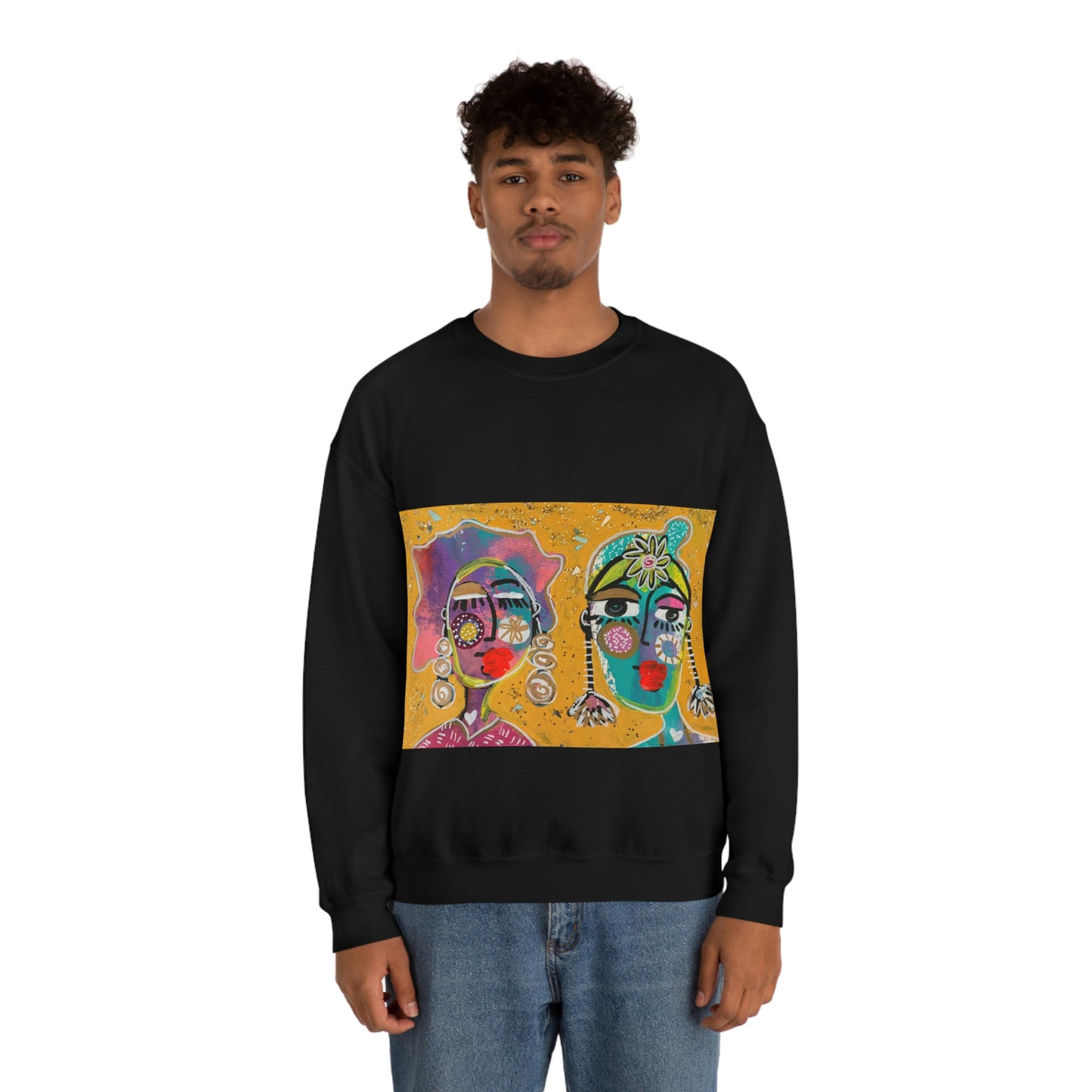"OLD FRIENDS" Girl Talk Art Series Unisex Heavy Blend Crewneck Sweatshirt