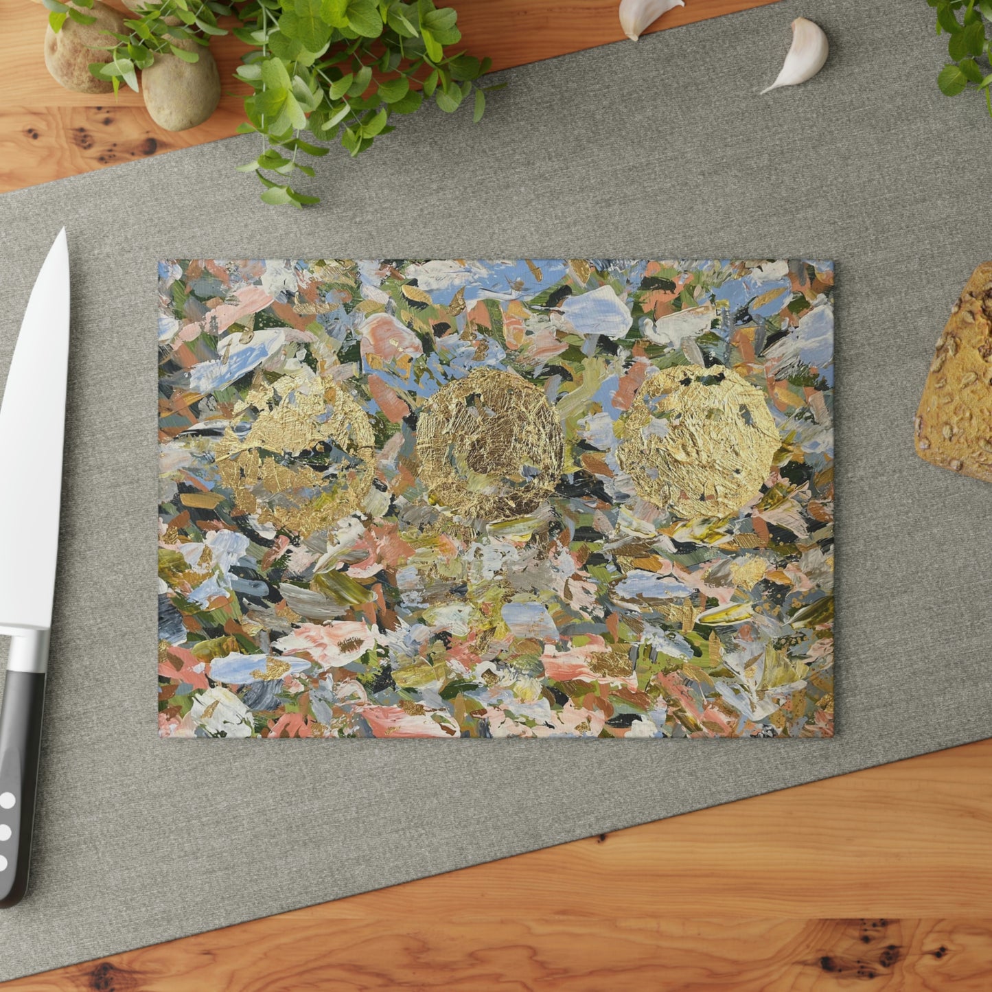 LITTLE MOONS ORIGINAL PAINTING Glass Cutting Board