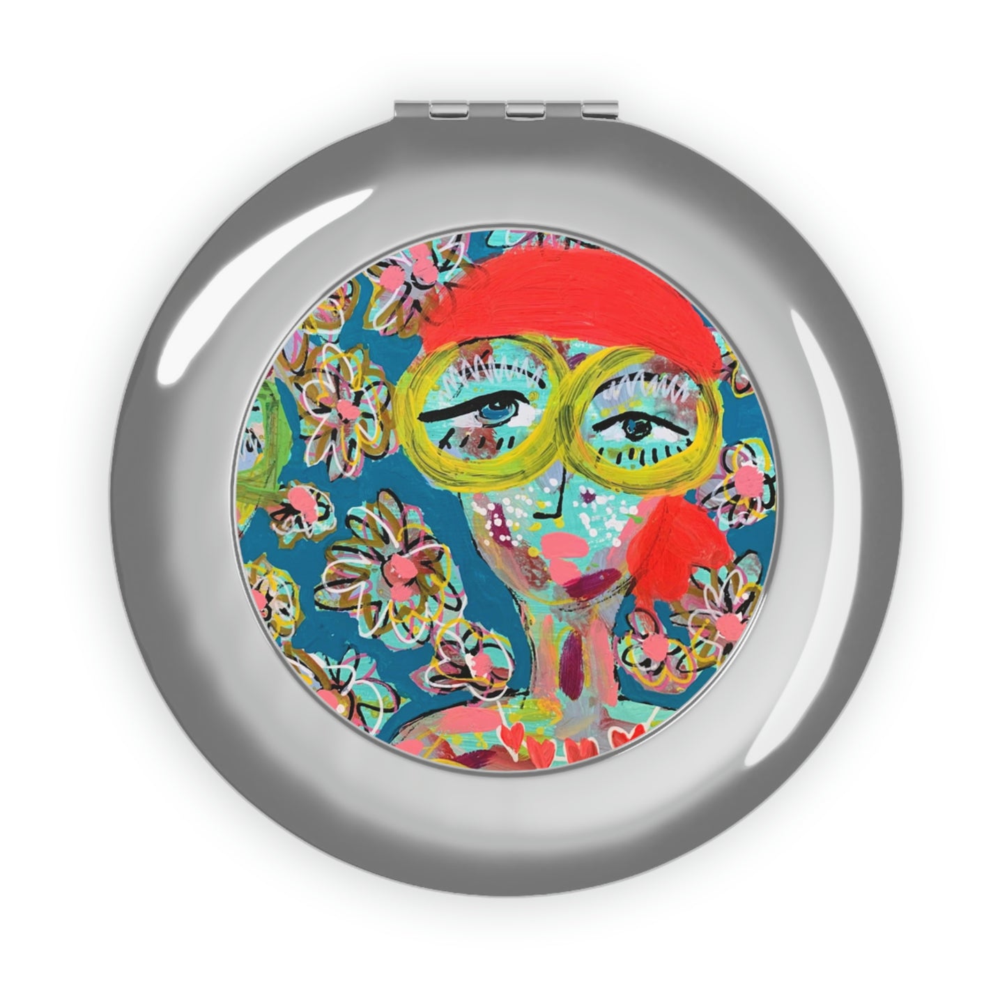 "Mirror Mirror" Girl Talk Art Series Compact Travel Mirror
