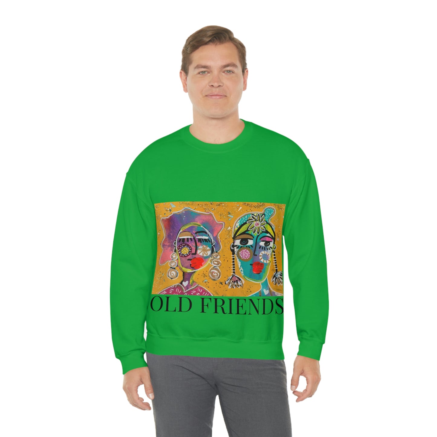 "OLD FRIENDS" Girl Talk Art Series Unisex Heavy Blend Crewneck Sweatshirt