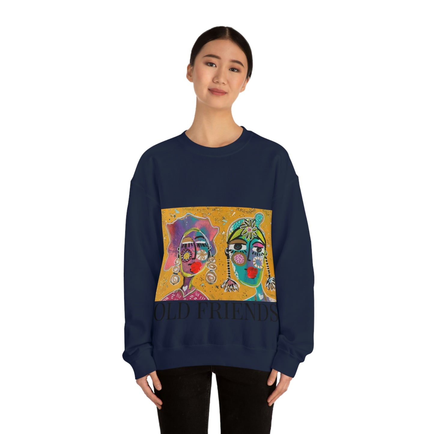 "OLD FRIENDS" Girl Talk Art Series Unisex Heavy Blend Crewneck Sweatshirt
