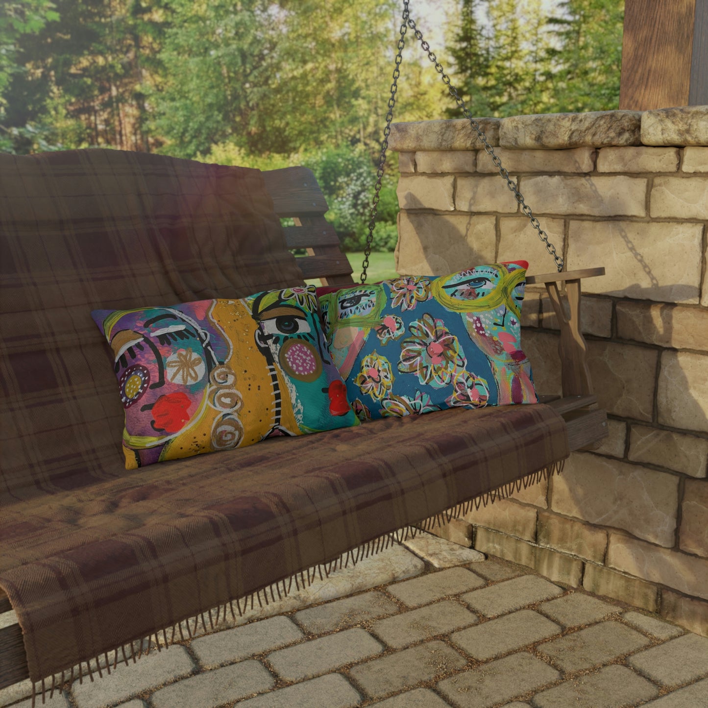 Girl Talk Art Outdoor Pillows