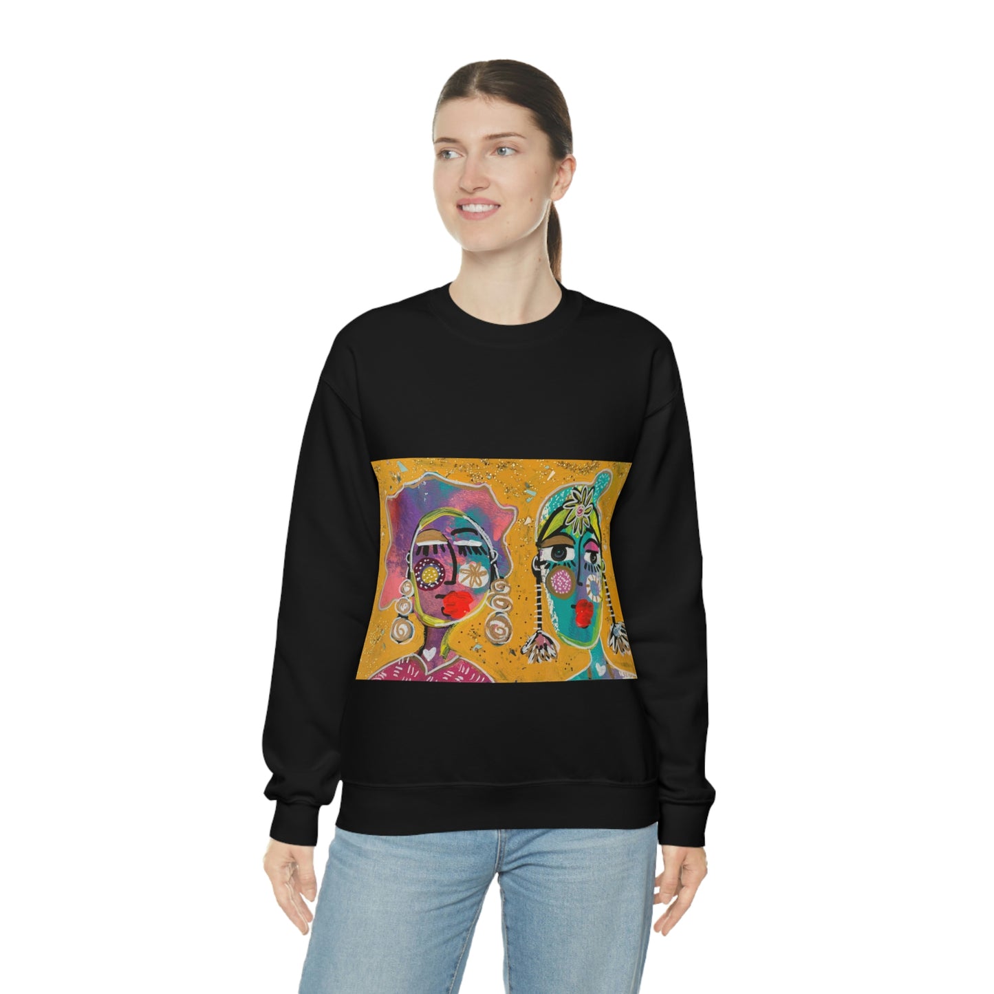 "OLD FRIENDS" Girl Talk Art Series Unisex Heavy Blend Crewneck Sweatshirt