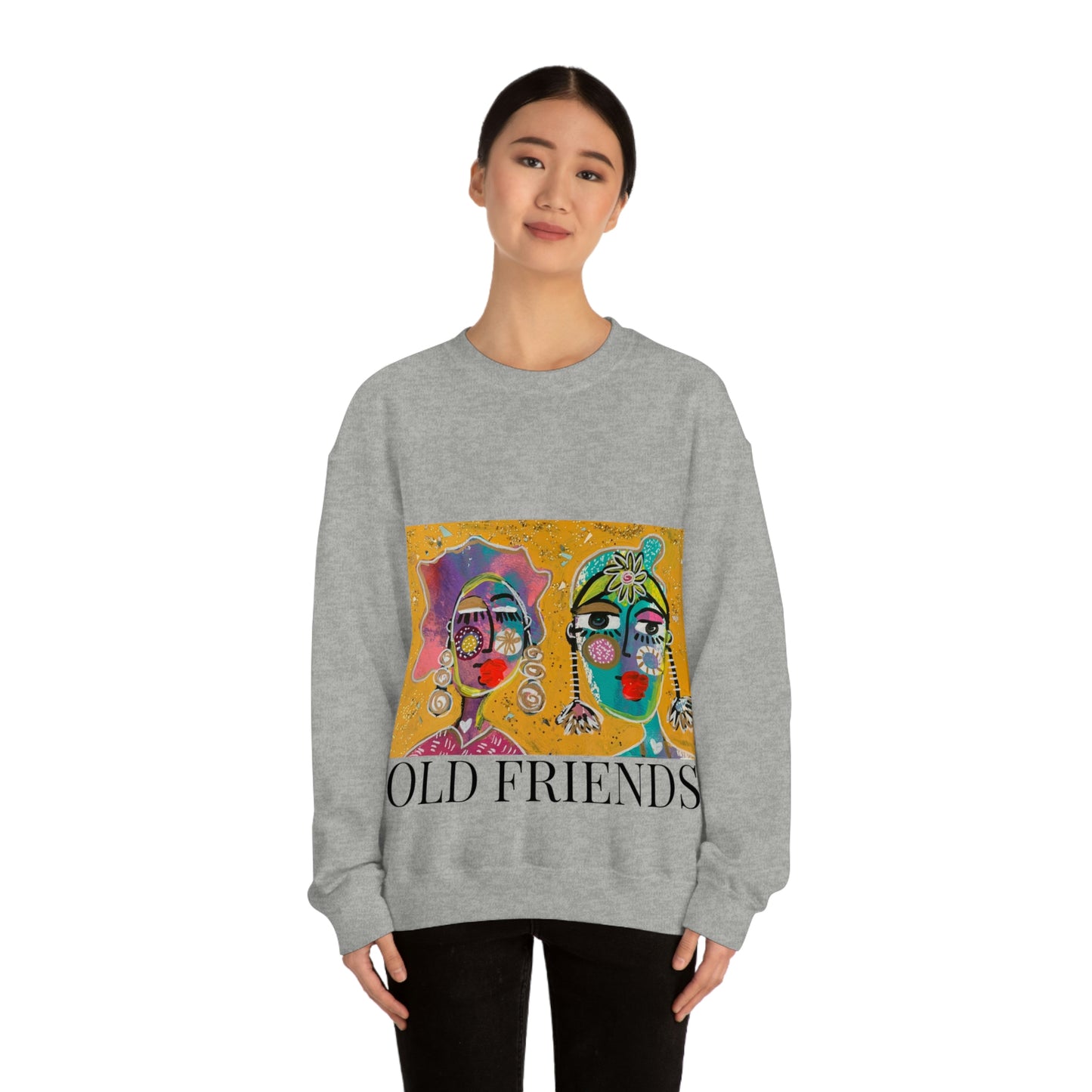"OLD FRIENDS" Girl Talk Art Series Unisex Heavy Blend Crewneck Sweatshirt
