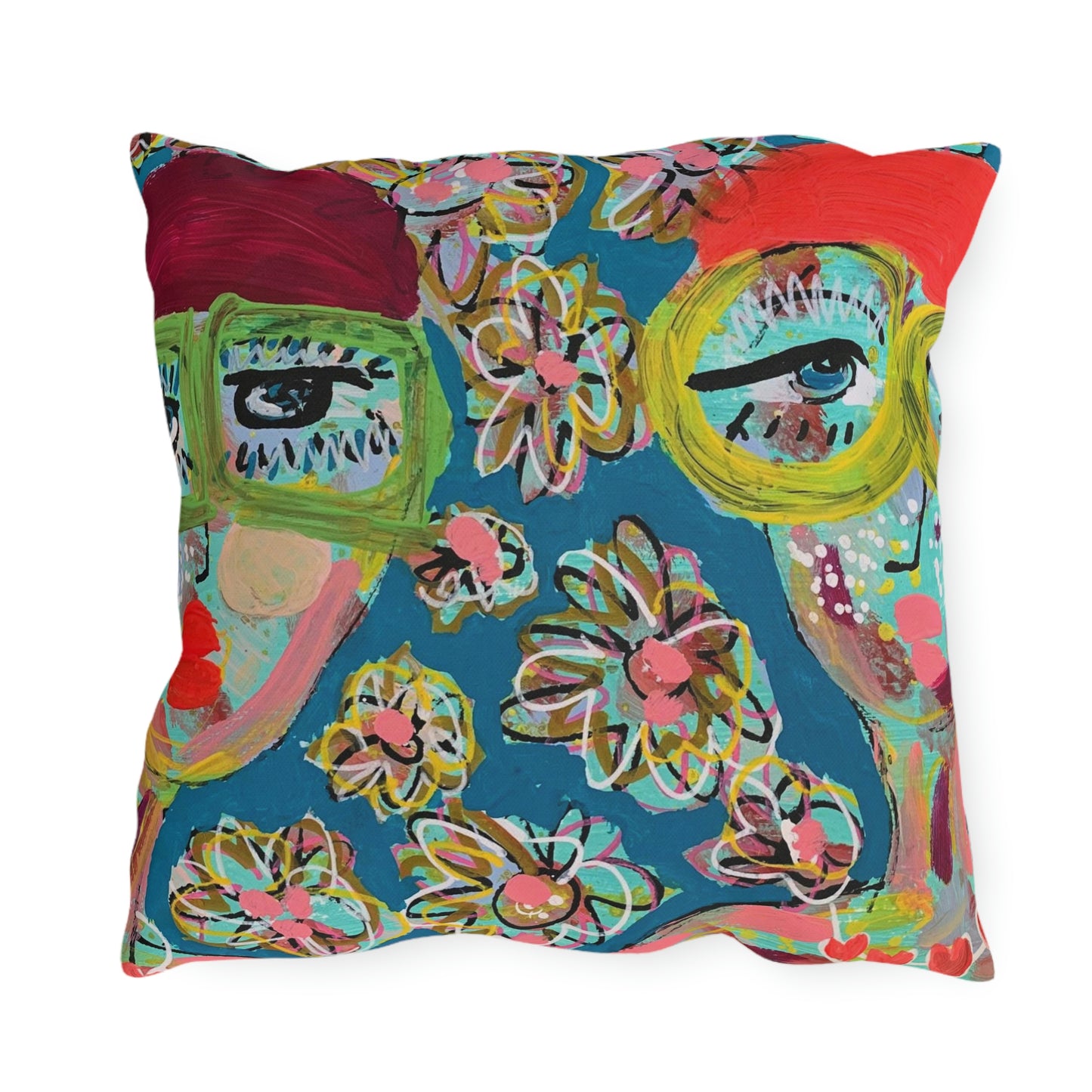 Girl Talk Art Outdoor Pillows