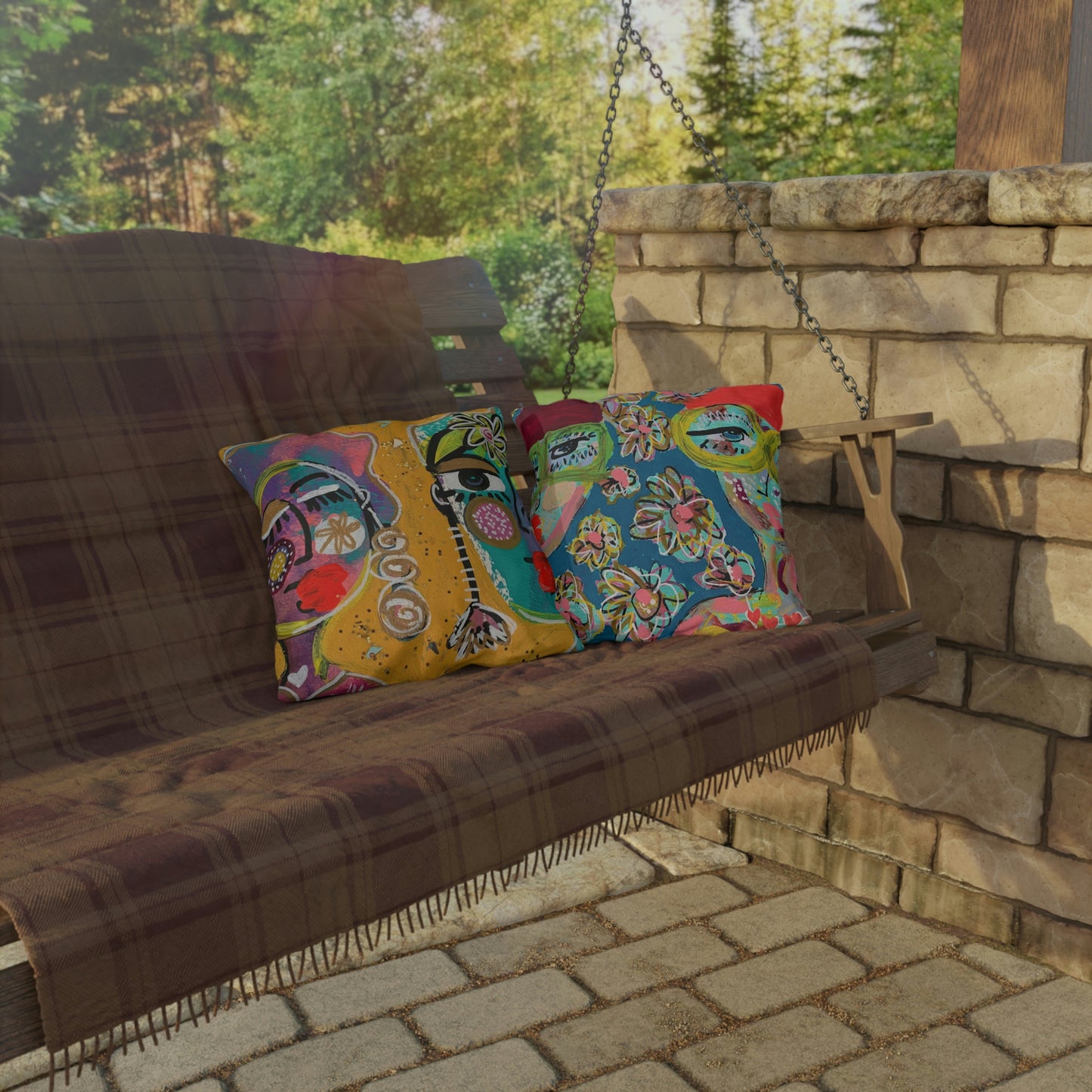 Girl Talk Art Outdoor Pillows