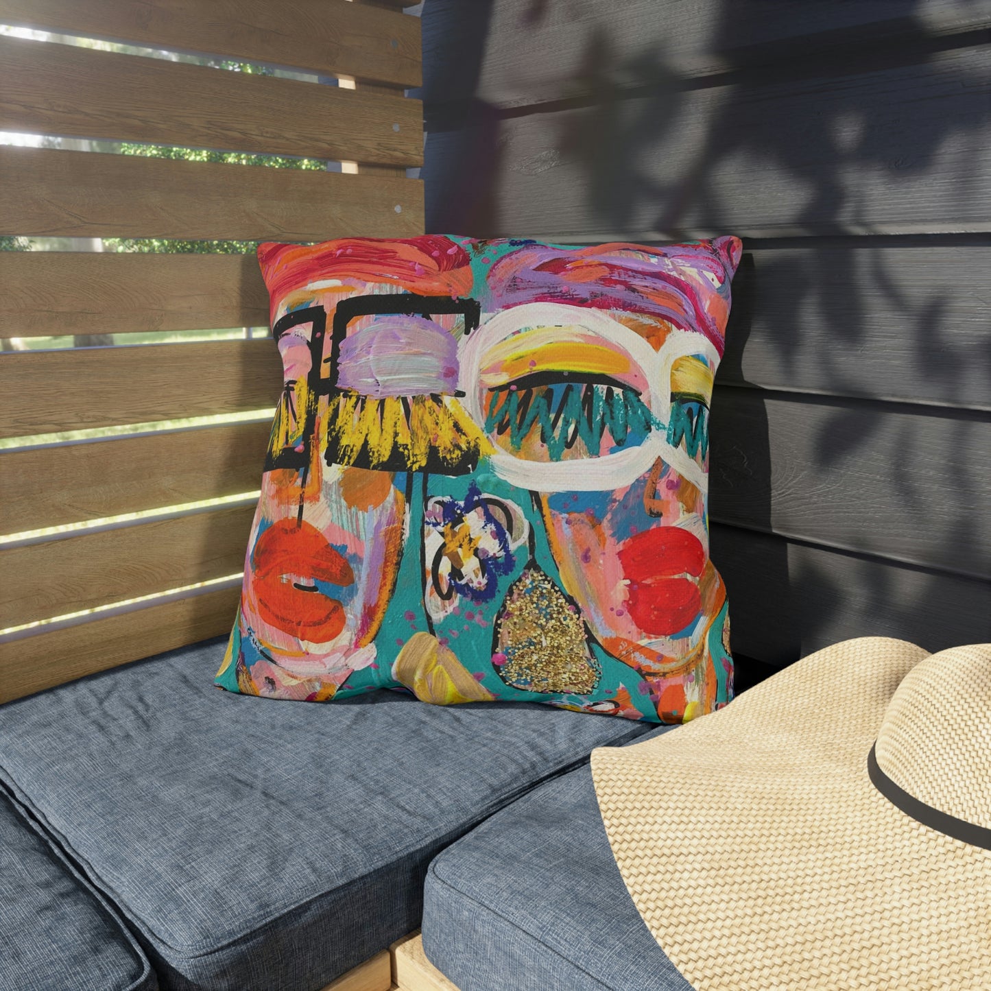 "May Flowers" Original Girl Talk + Heart Art Outdoor Pillows