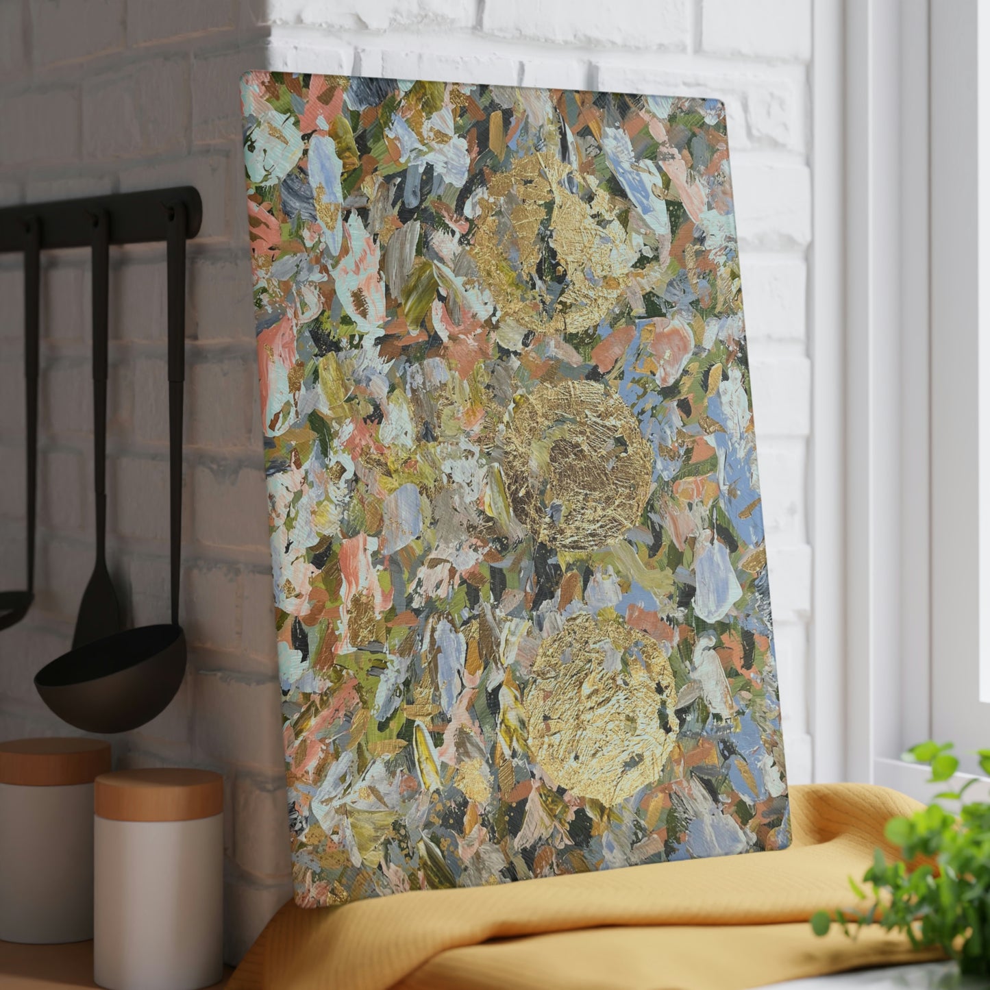 LITTLE MOONS ORIGINAL PAINTING Glass Cutting Board