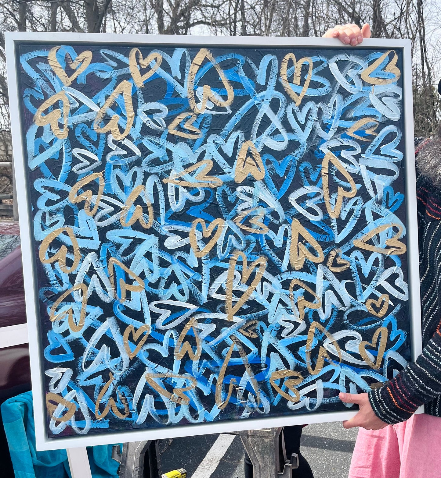 "LOVEHAPPY" Custom Floating Frame Original Artwork on Canvas